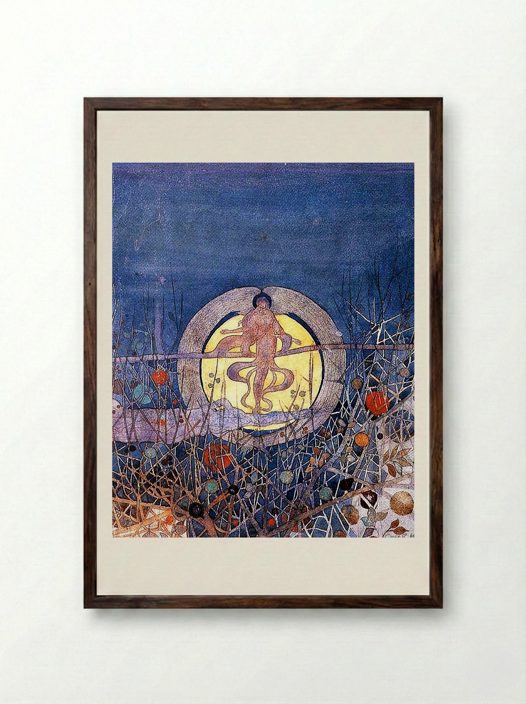 The Harvest Moon - Annie French - Framed Print Dark Wood