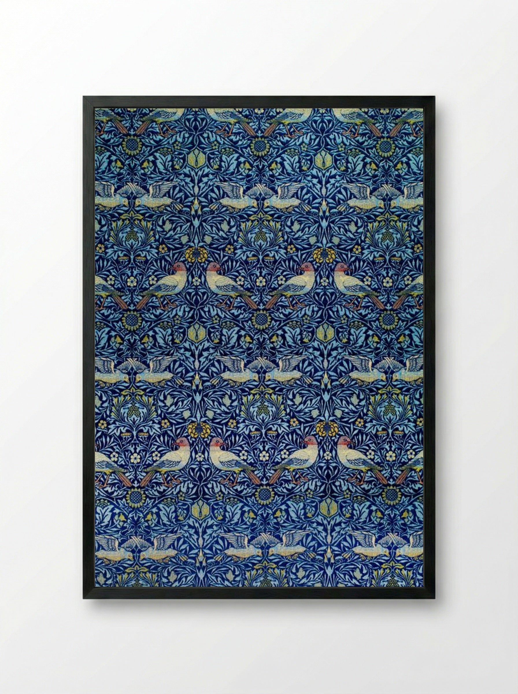 Bird (Wool Curtain Fabric Design) - William Morris - Framed Print Black