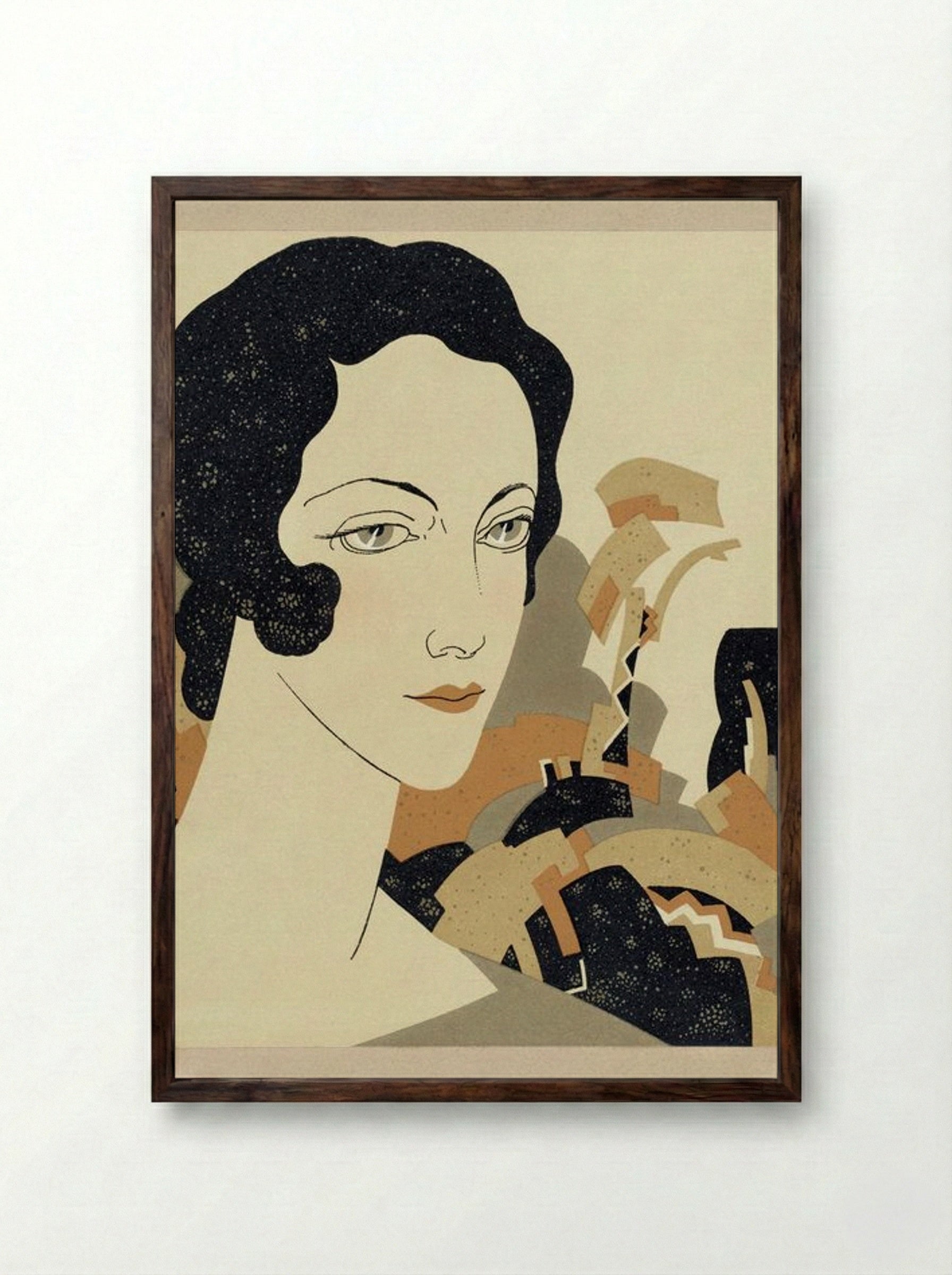 Woman's Head - Fine Art Print - Framed Print Dark Wood
