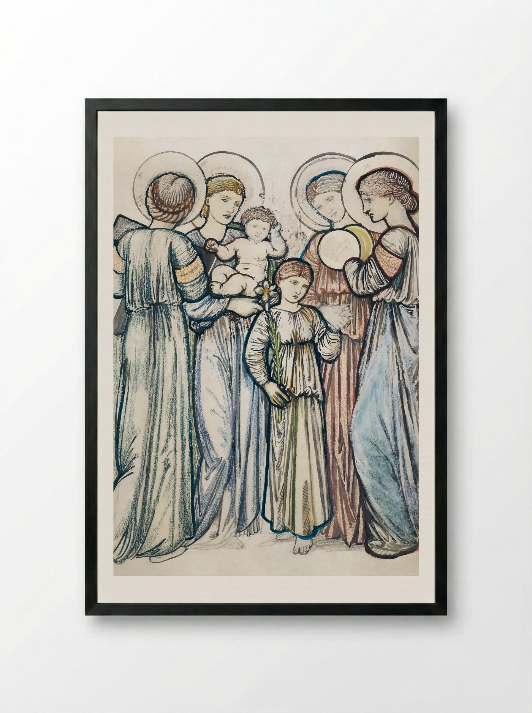 Angels and Children - Edward Burne-Jones - Framed Print Black