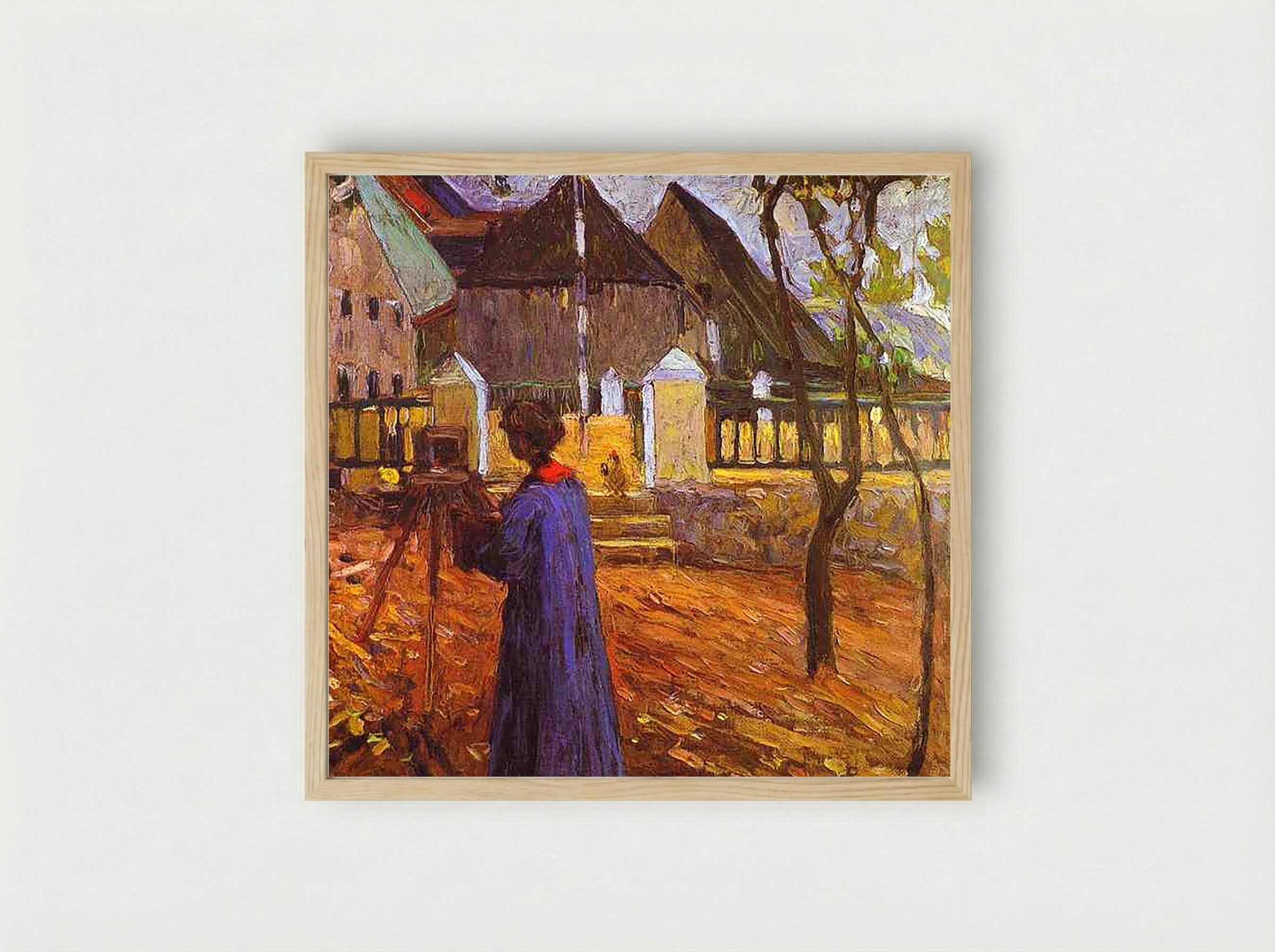 Woman with Camera in Murnau - Gabriele Münter - Framed Print Wood