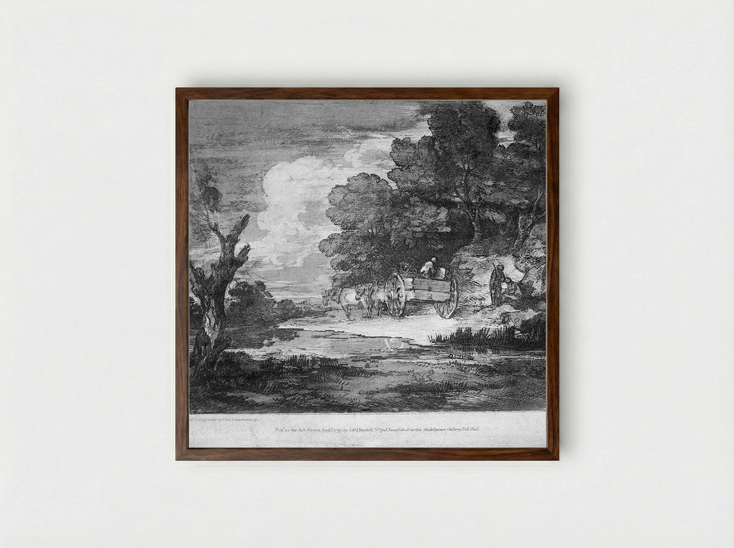 Landscape with Cart and Figures - Thomas Gainsborough - Framed Print Dark Wood