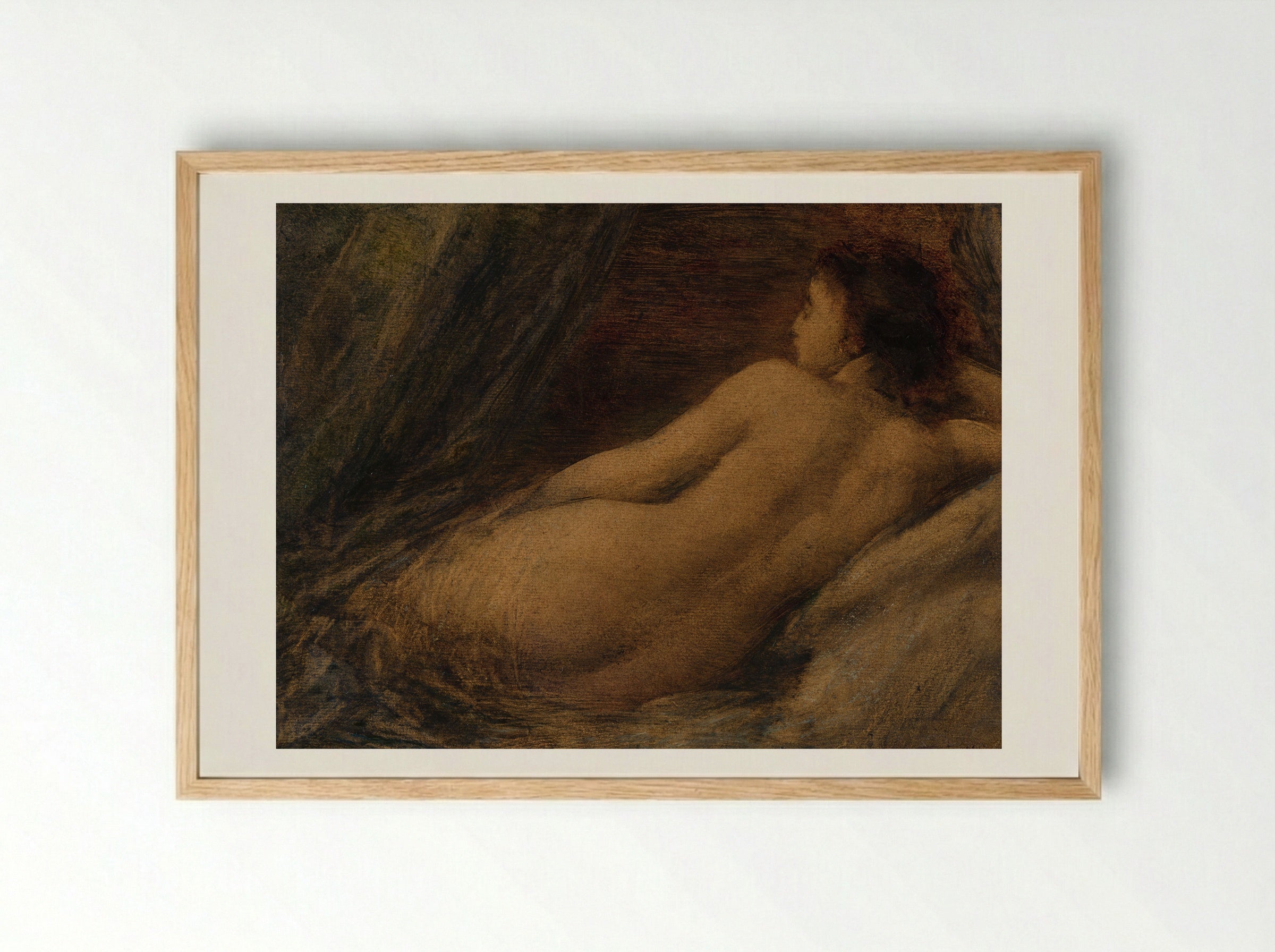 Reclining Nude (Liggende naakte vrouw) - Henri Fantin-Latour - Framed Print Wood