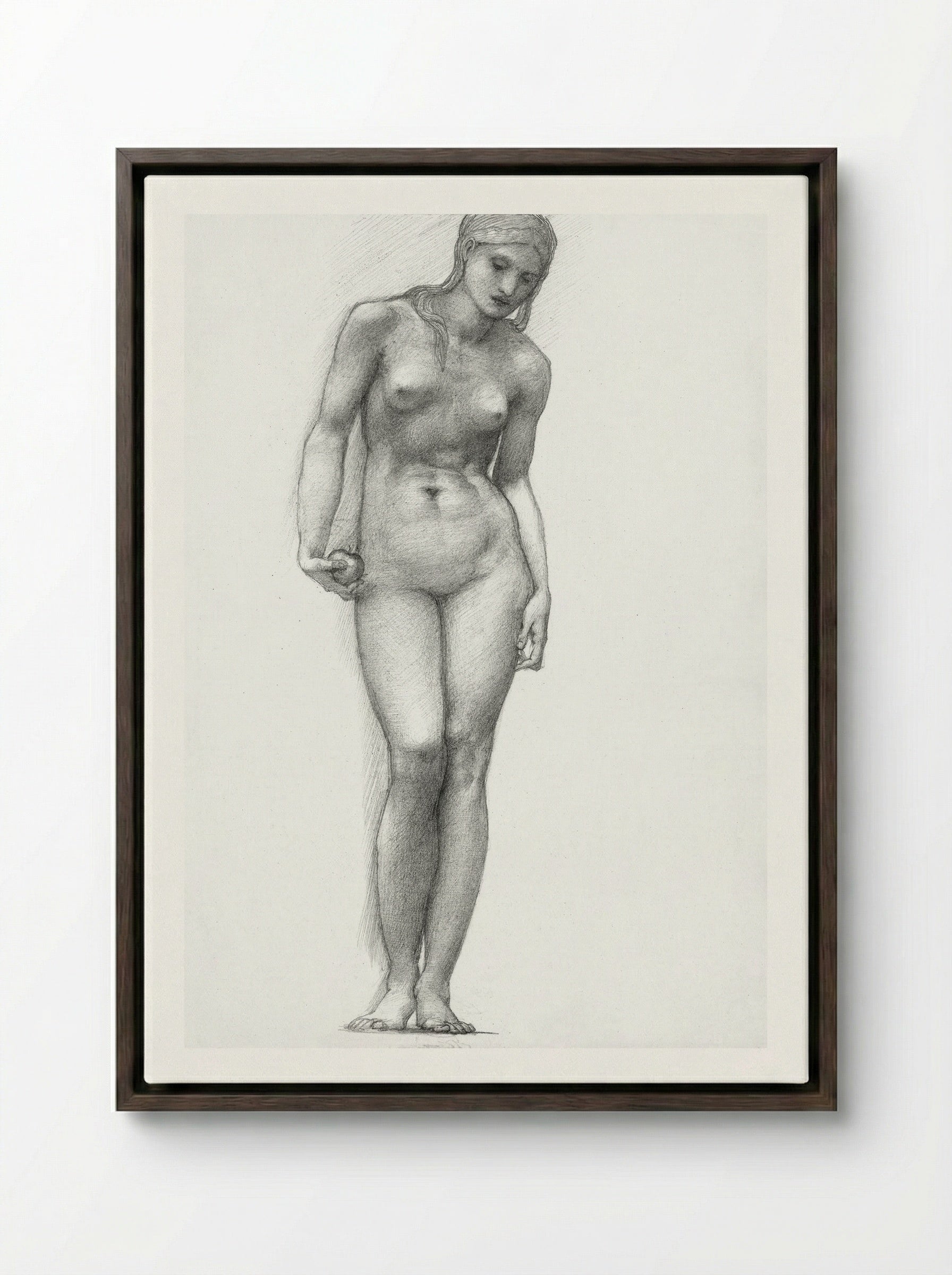 Venus with Golden Apple - Edward Burne-Jones - Framed Canvas Dark Wood
