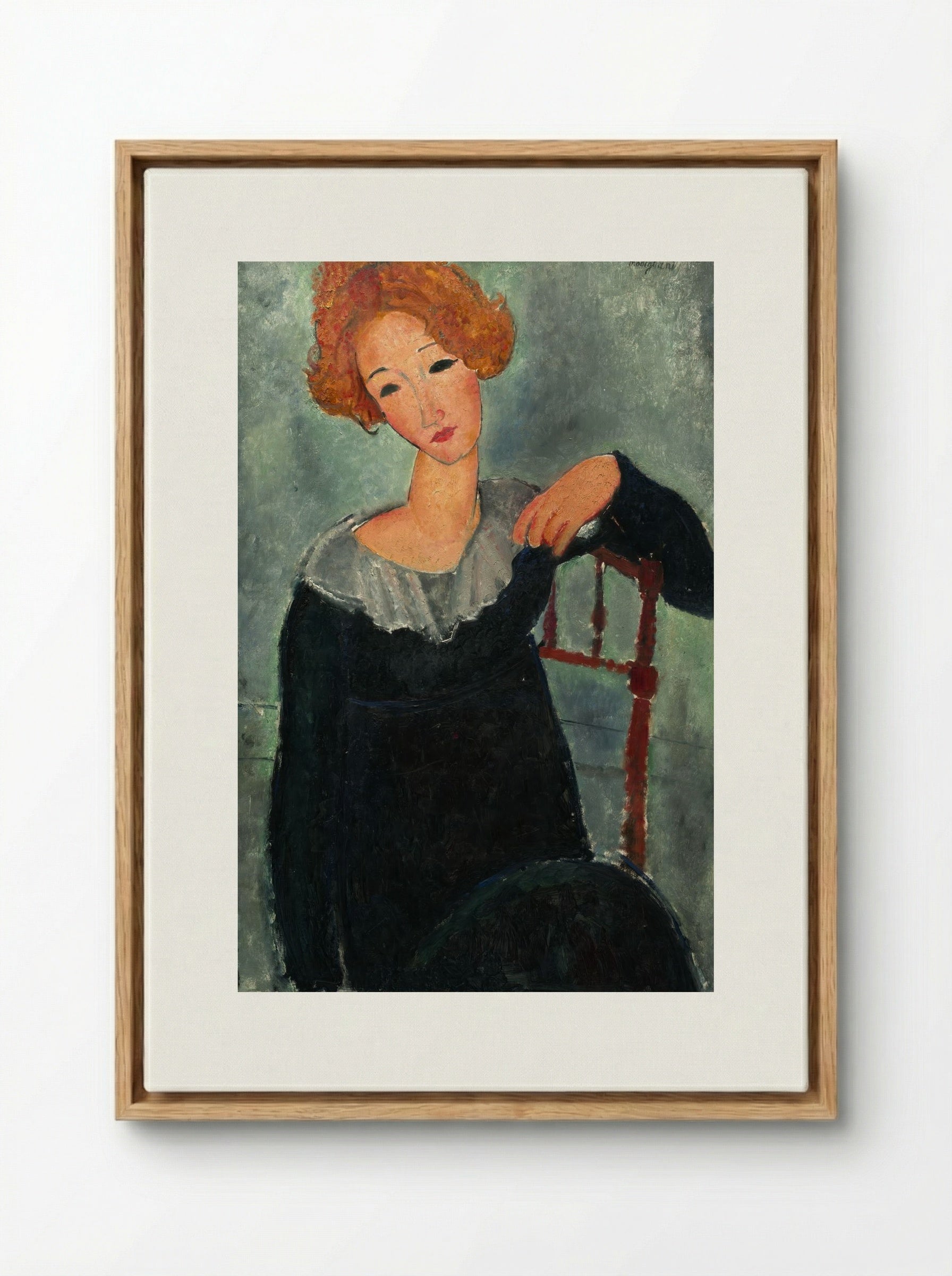 Woman with Red Hair - Amedeo Modigliani - Framed Canvas Wood