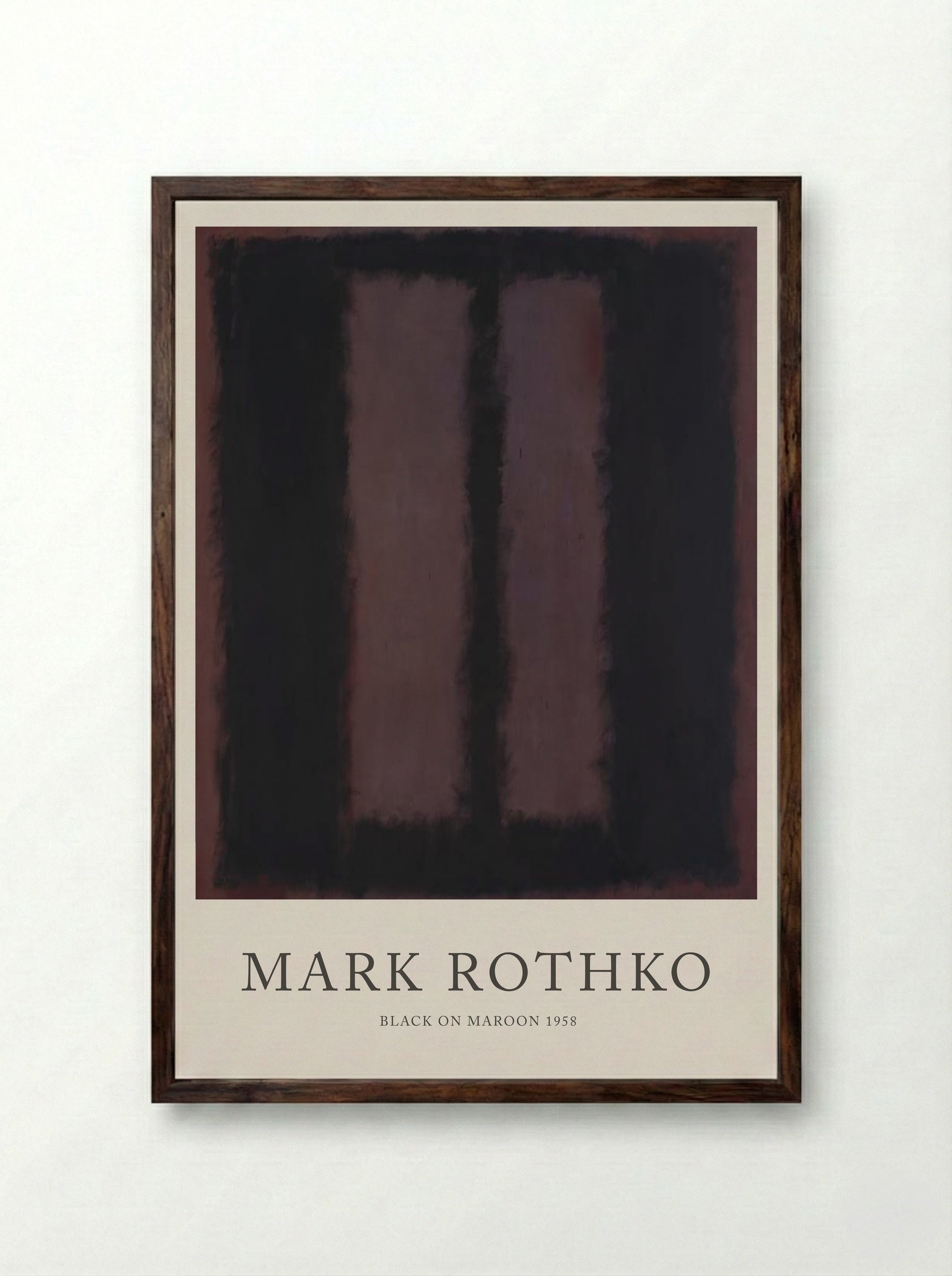 Black on Maroon - Mark Rothko - Framed Print Dark Wood