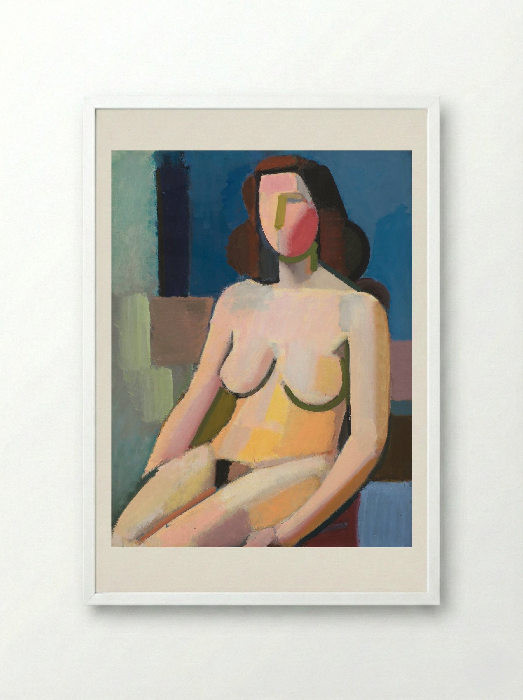 Seated Female Model - Vilhelm Lundstrøm - Framed Print White