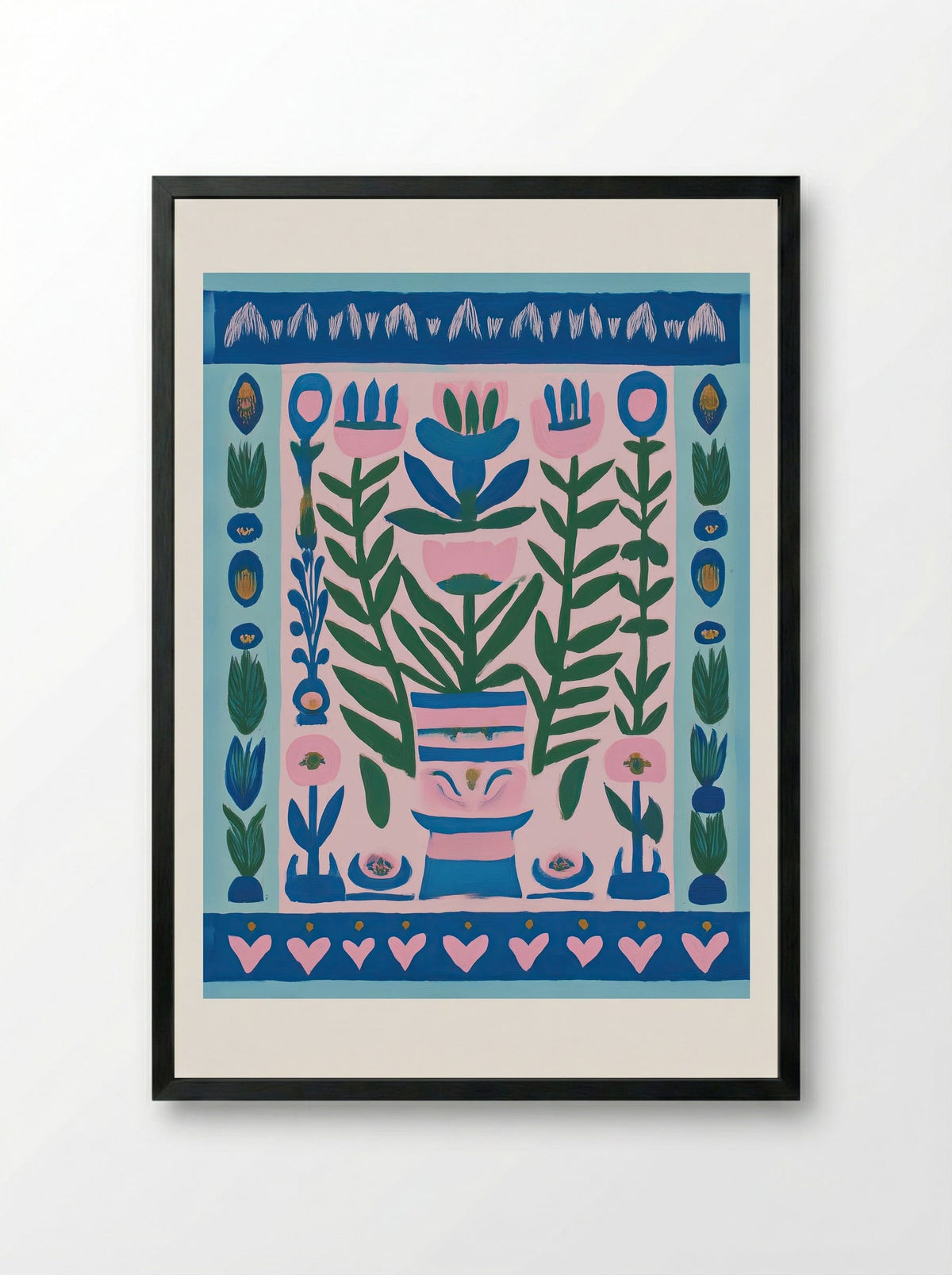 Flower Pot Harmony - Framed Print Black