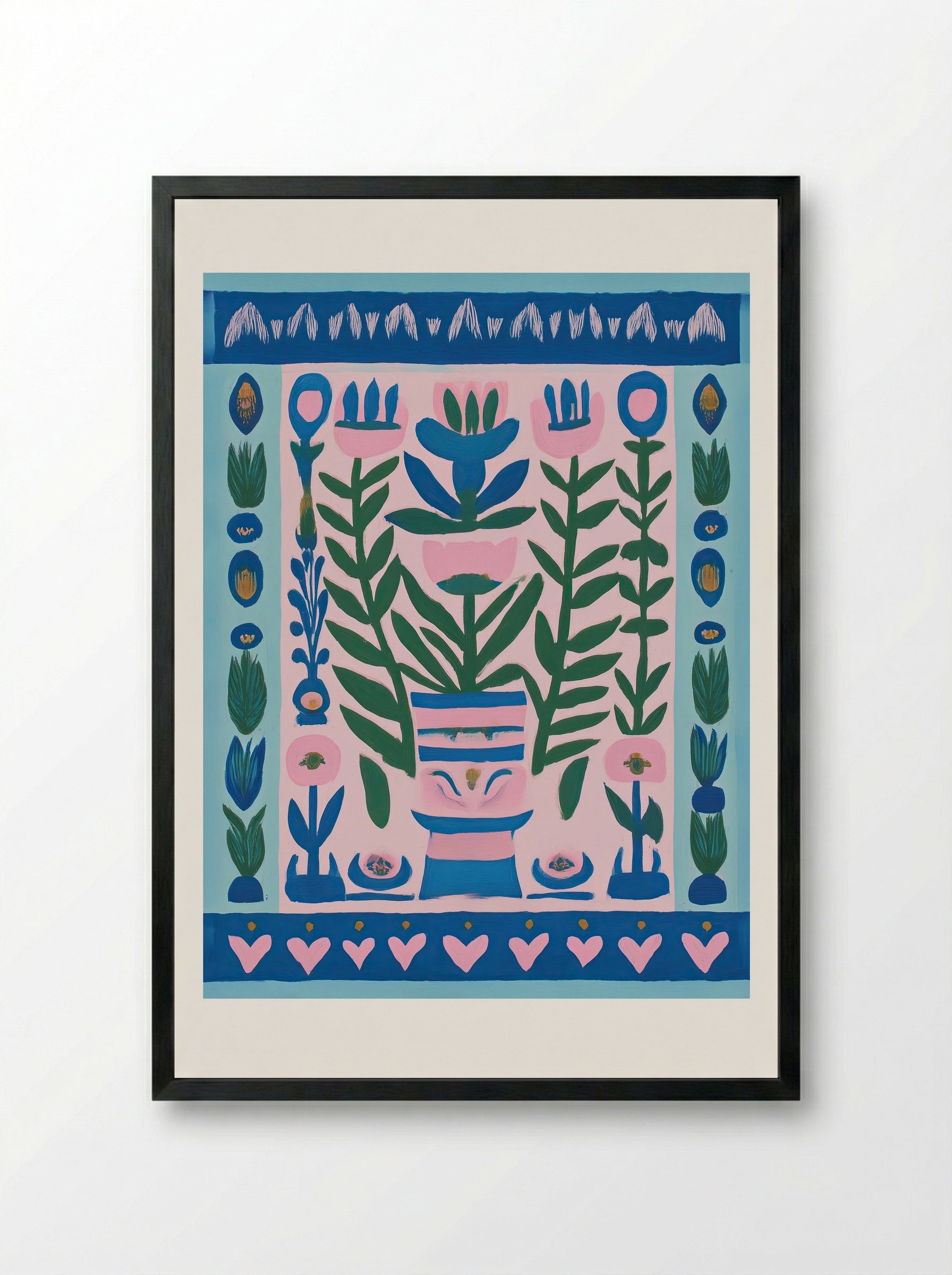 Flower Pot Harmony - Framed Print Black
