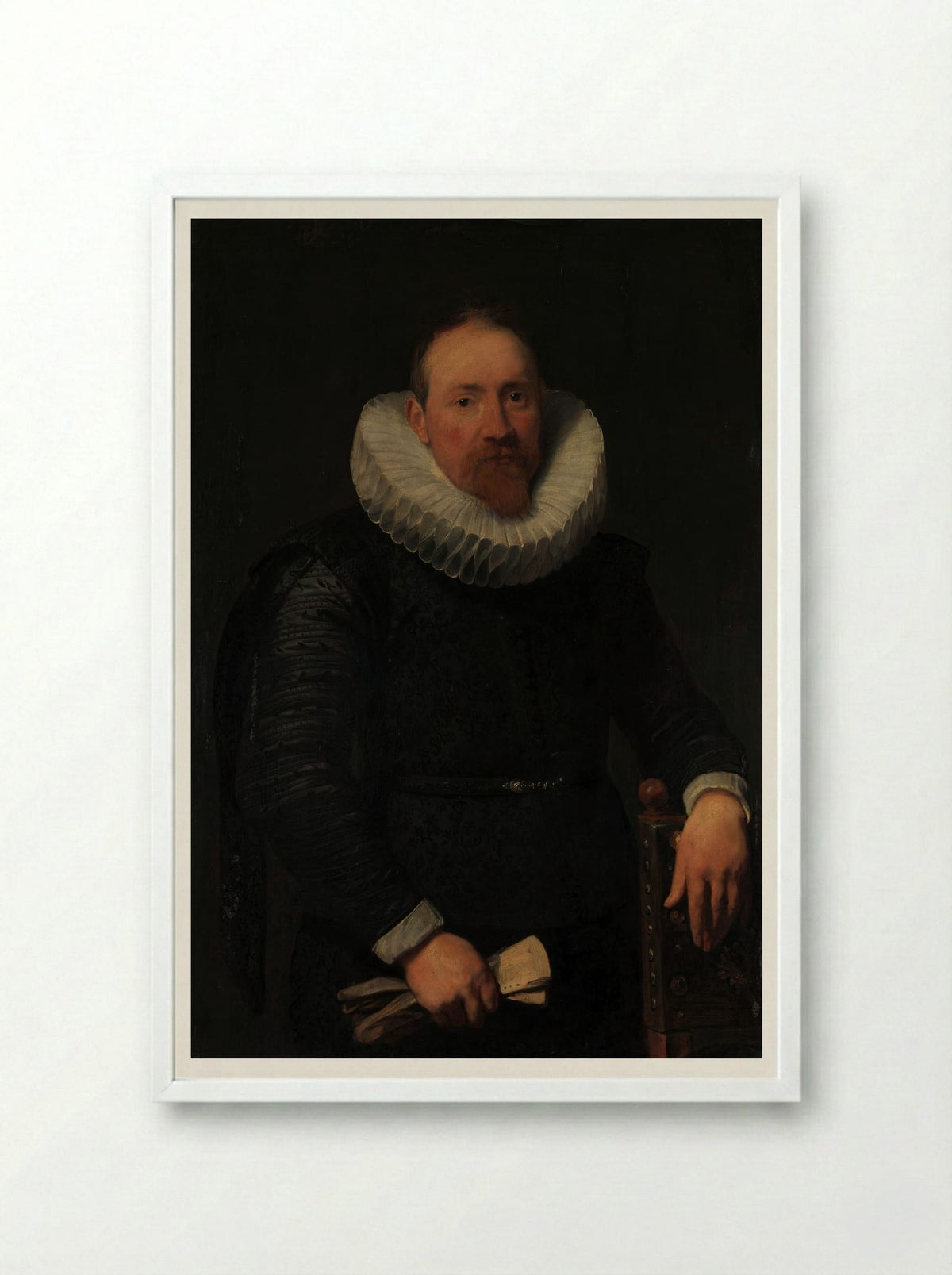 Portrait of a Man - Anthony van Dyck - Framed Print White