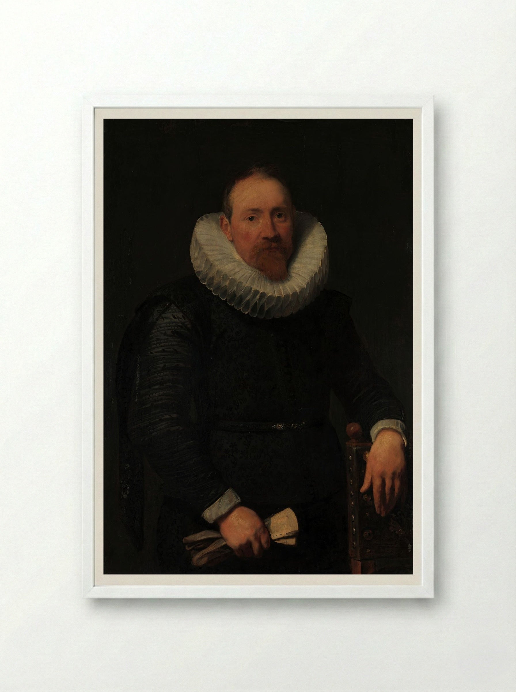 Portrait of a Man - Anthony van Dyck - Framed Print White