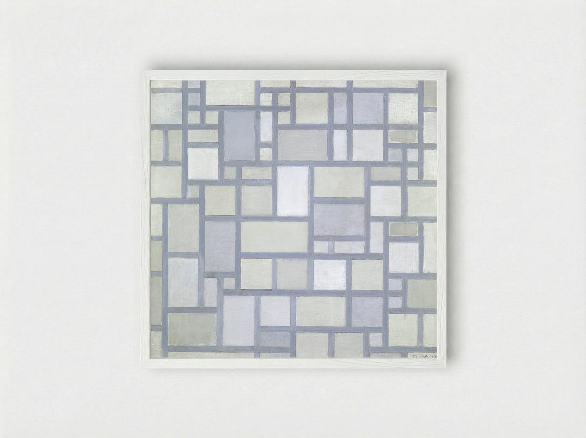 Composition with Gray Lines - Piet Mondrian - Framed Print White
