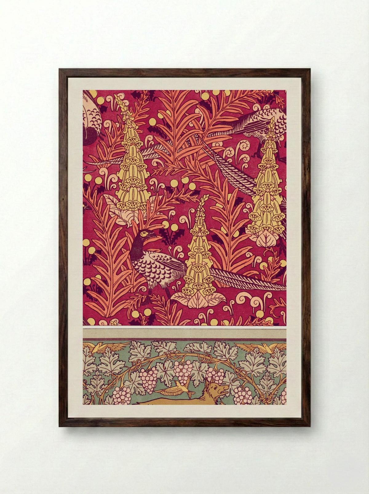 Faisans Ordinaires, Digitales - M.P. Verneuil - Framed Print Dark Wood