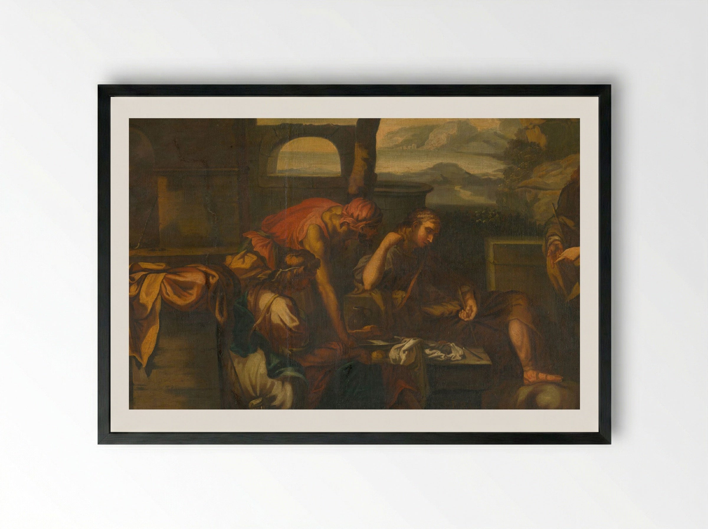 Biblical Scene with Figures - Fine Art Print - Framed Print Black