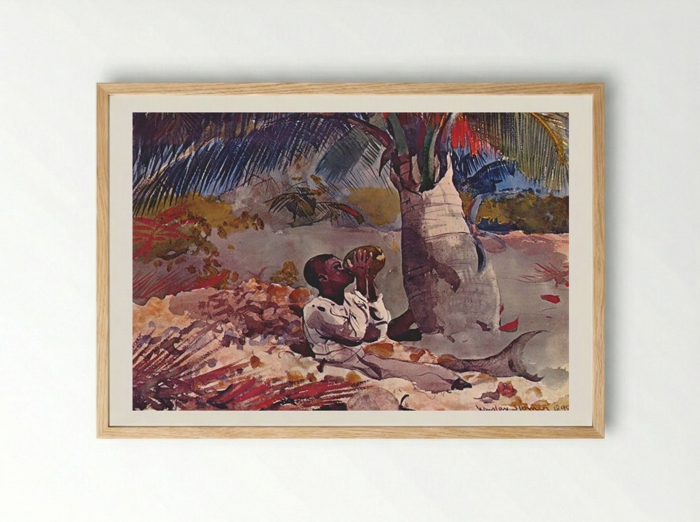 Under the Coco Palm - Winslow Homer - Framed Print Wood