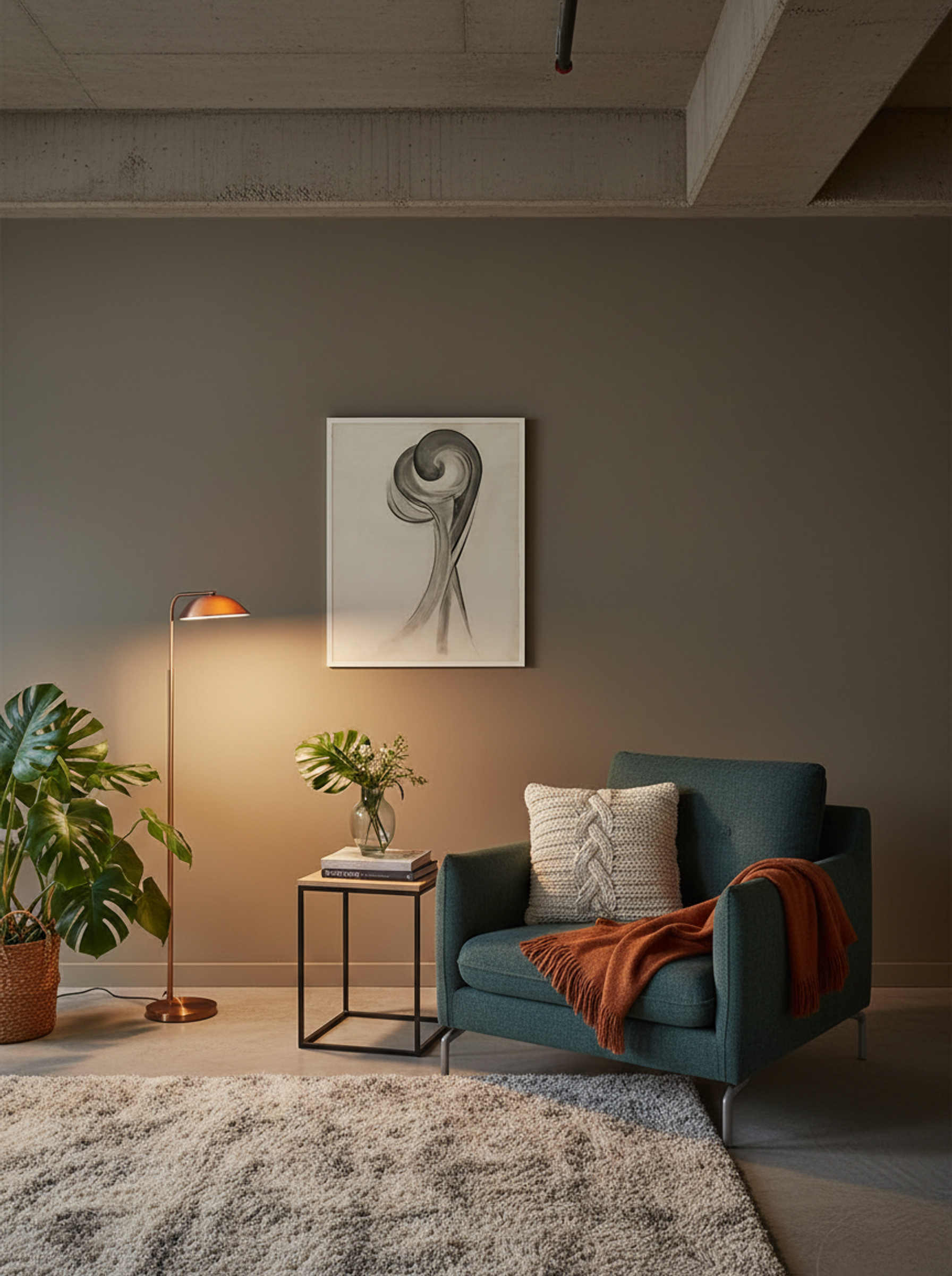 Untitled (Abstract Floral Study, Charcoal on Paper) - Fine Art Print - Lifestyle