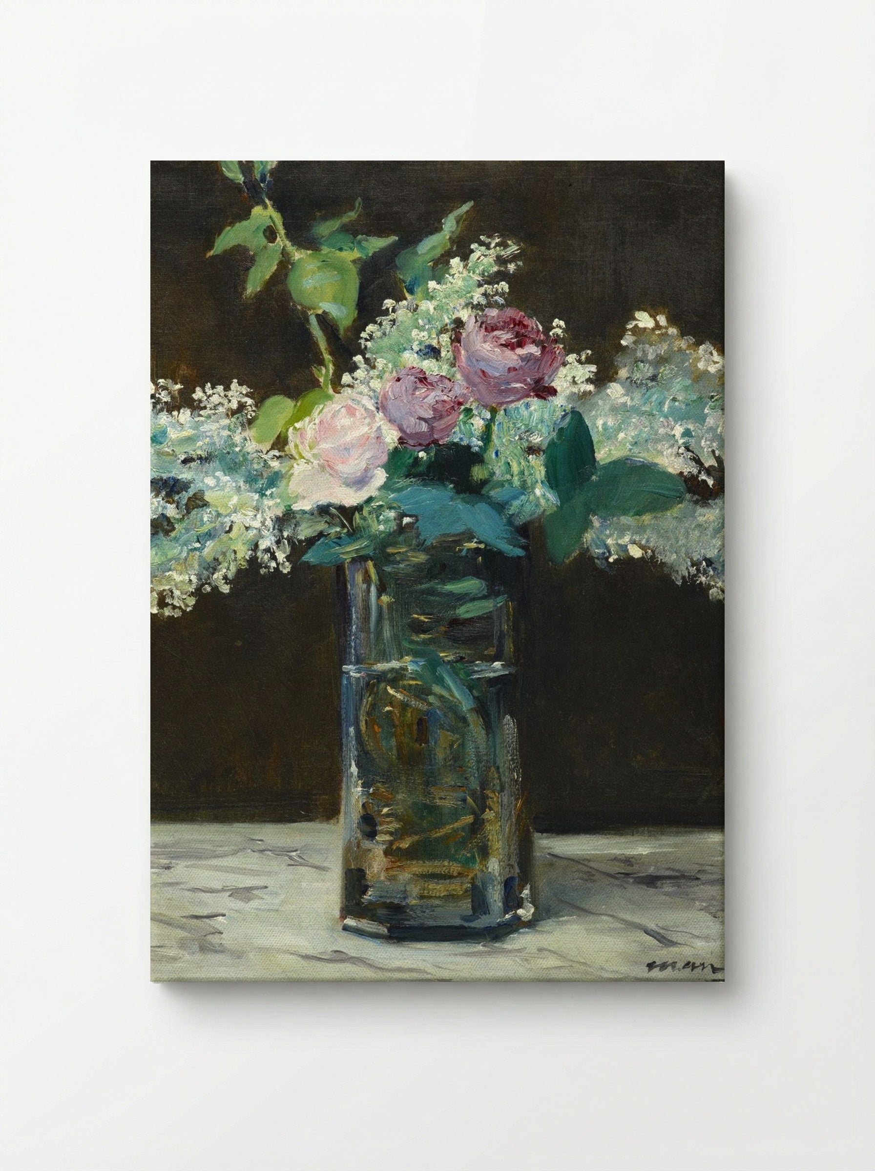 Vase of White Lilacs and Roses - Édouard Manet - Canvas
