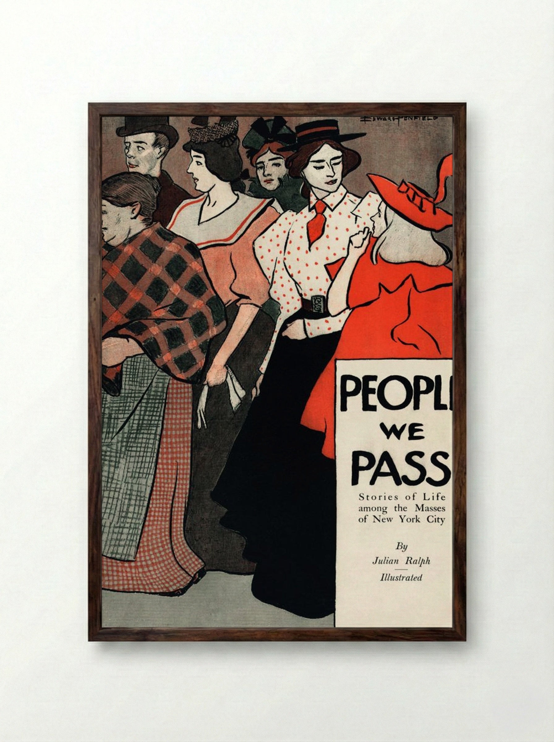 People We Pass - Edward Penfield - Framed Print Dark Wood
