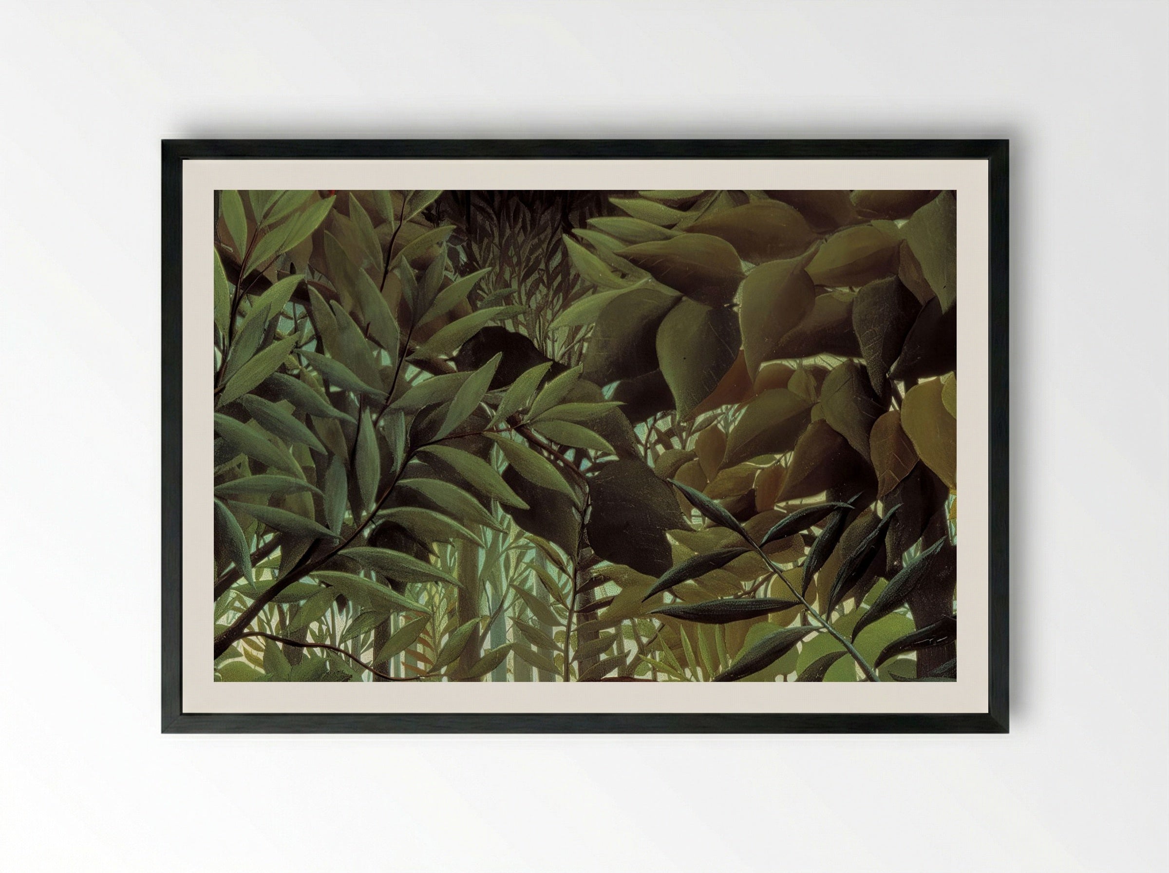 The Hungry Lion Throws Itself on the Antelope - Henri Rousseau - Framed Print Black