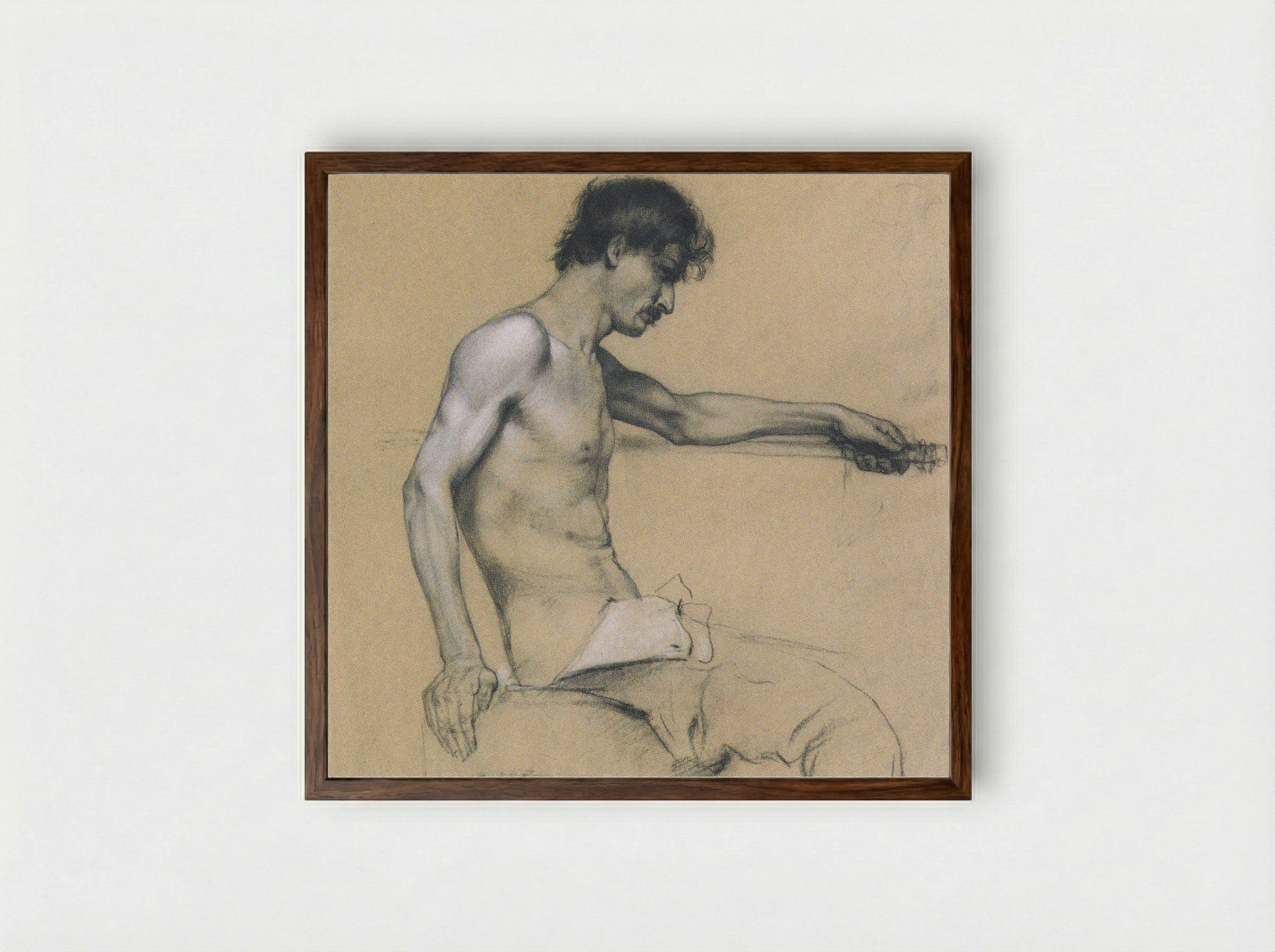 Male Nude Study - Koloman Moser - Framed Print Dark Wood