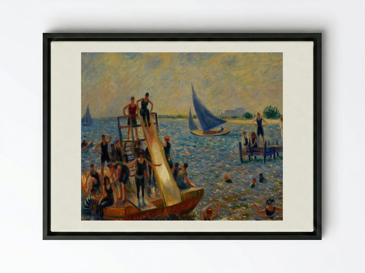 The Raft - William James Glackens - Framed Canvas Black