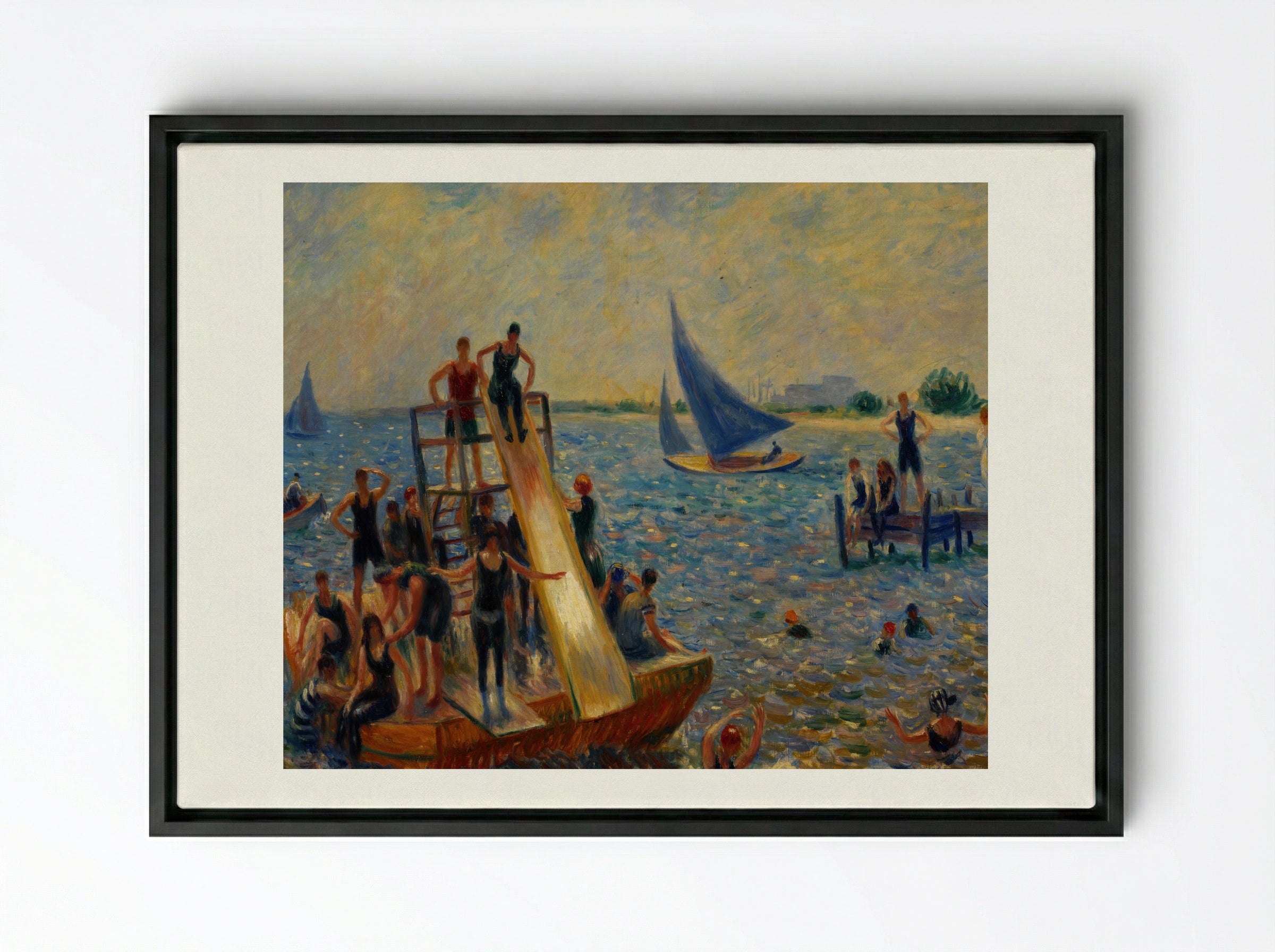 The Raft - William James Glackens - Framed Canvas Black