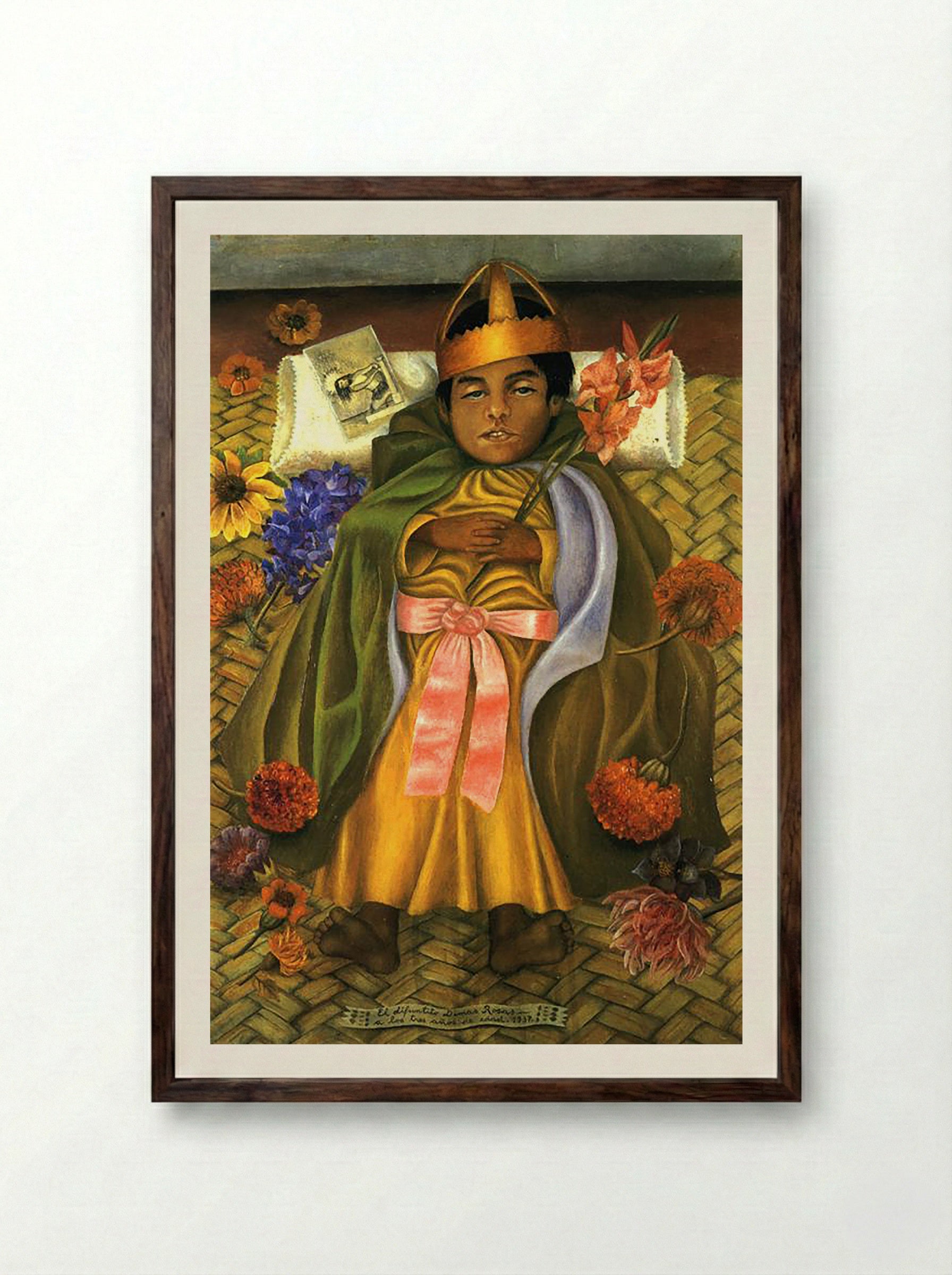 The Deceased Dimas Rosas at Three Years Old - Frida Kahlo - Framed Print Dark Wood