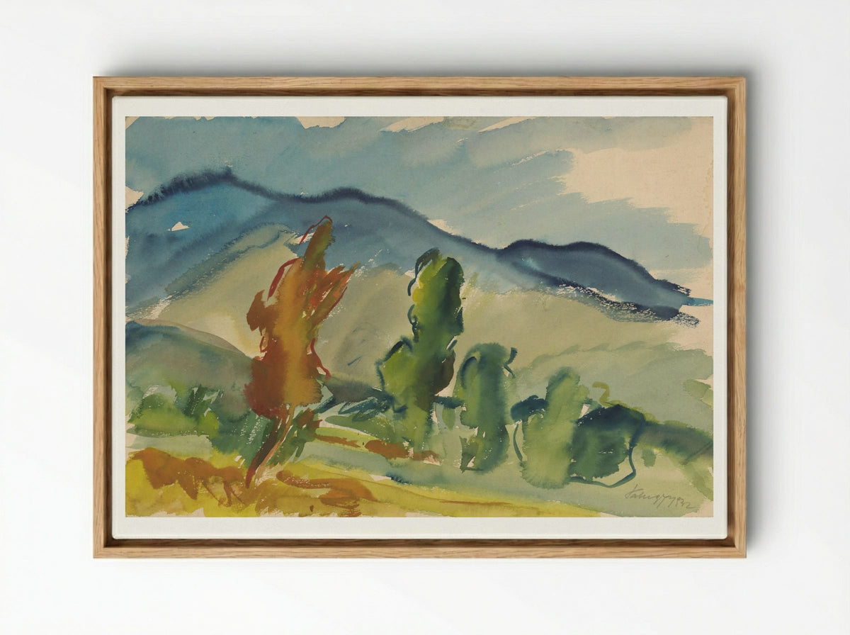 Landscape Below the Mountains - Zolo Palugyay - Framed Canvas Wood