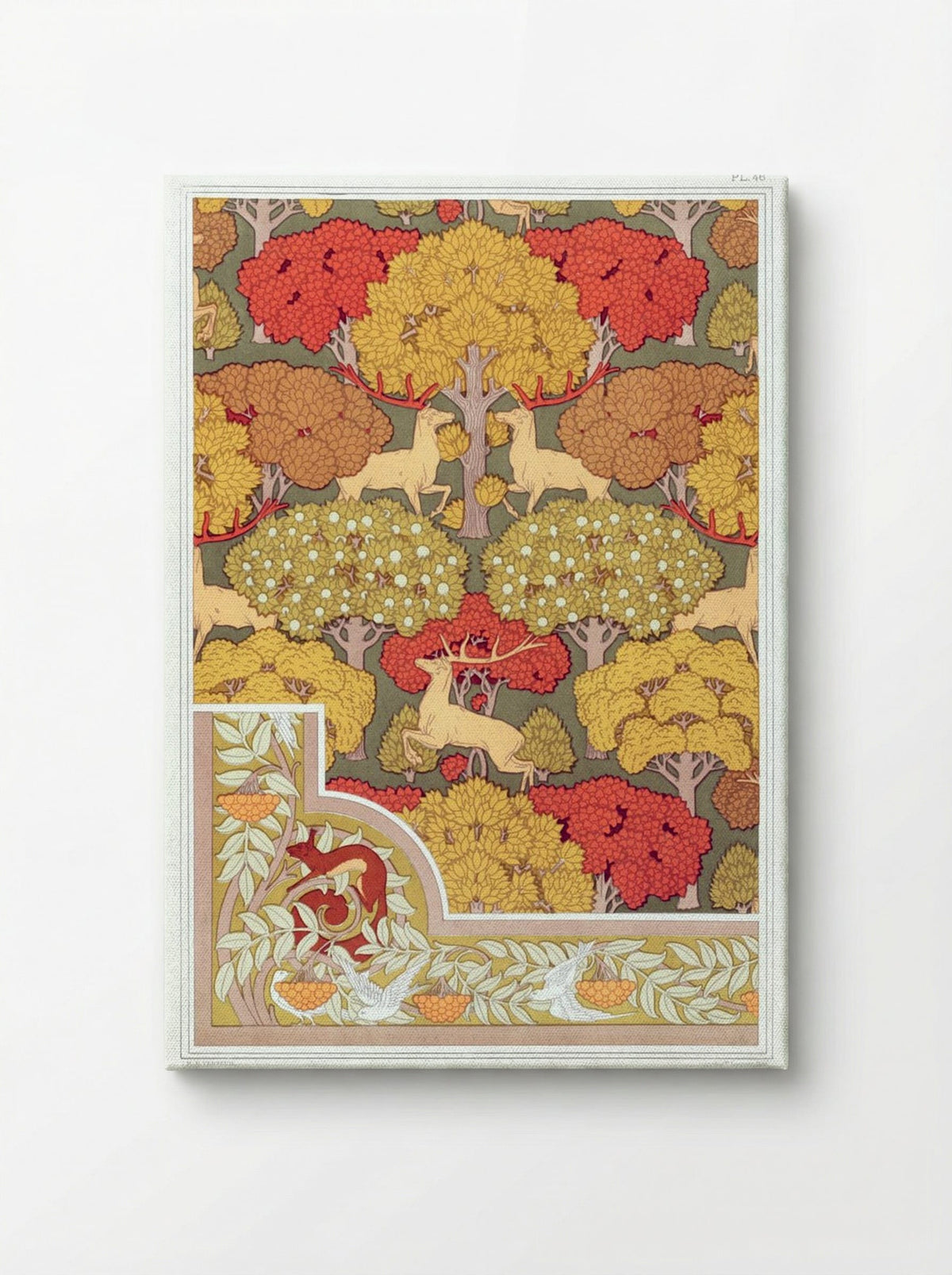 Cerfs et Arbres (Wallpaper Design with Deer and Trees) - Maurice Pillard Verneuil - Canvas
