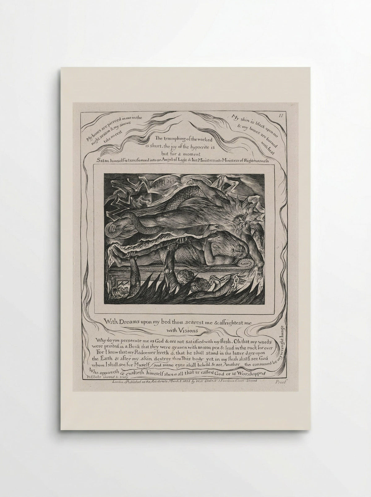 With Dreams upon my bed thou scarest me & affrightest me with Visions - William Blake - Poster