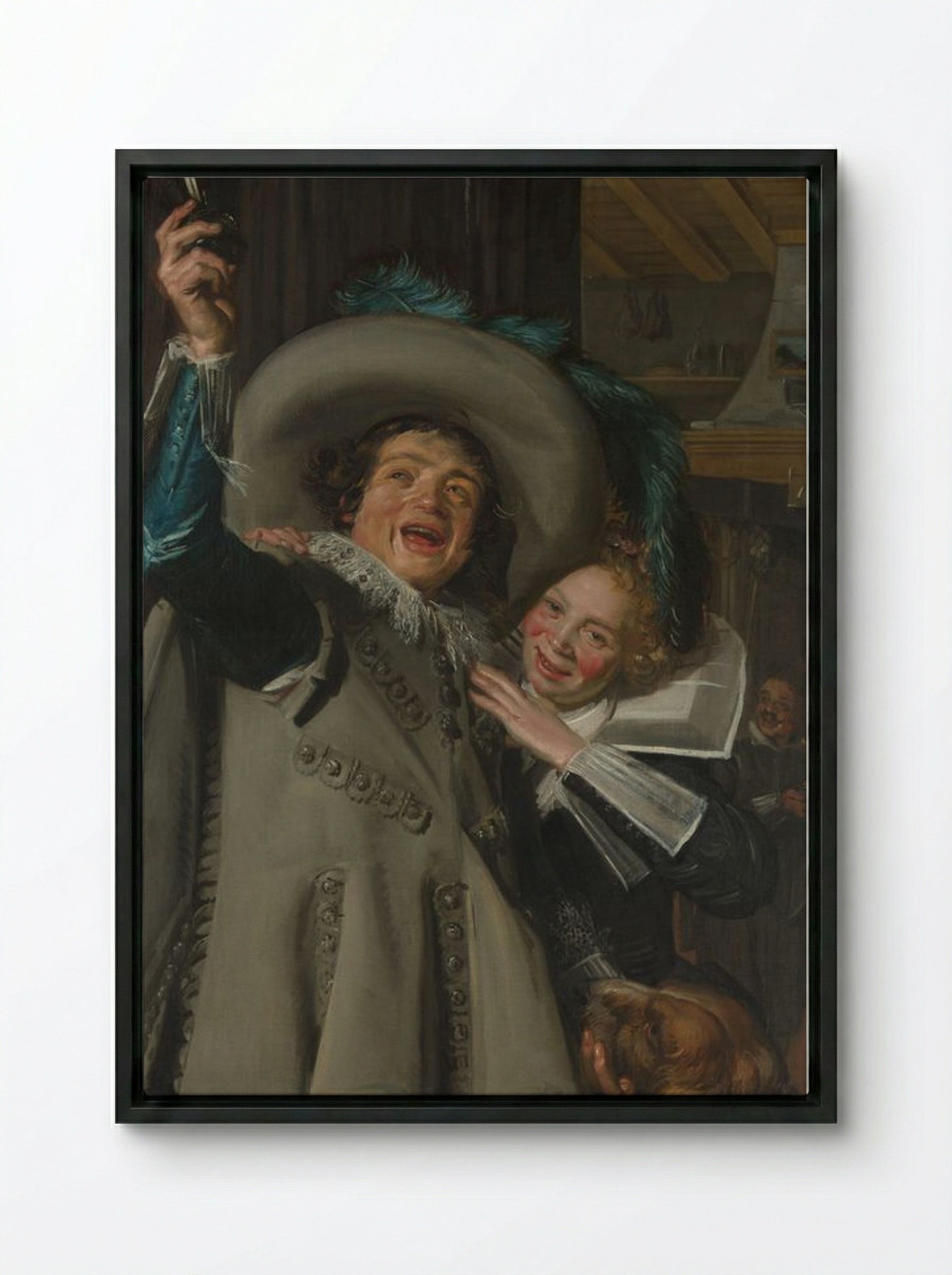 Young Man and Woman in an Inn ('Yonker Ramp and his Sweetheart') - Frans Hals - Framed Canvas Black