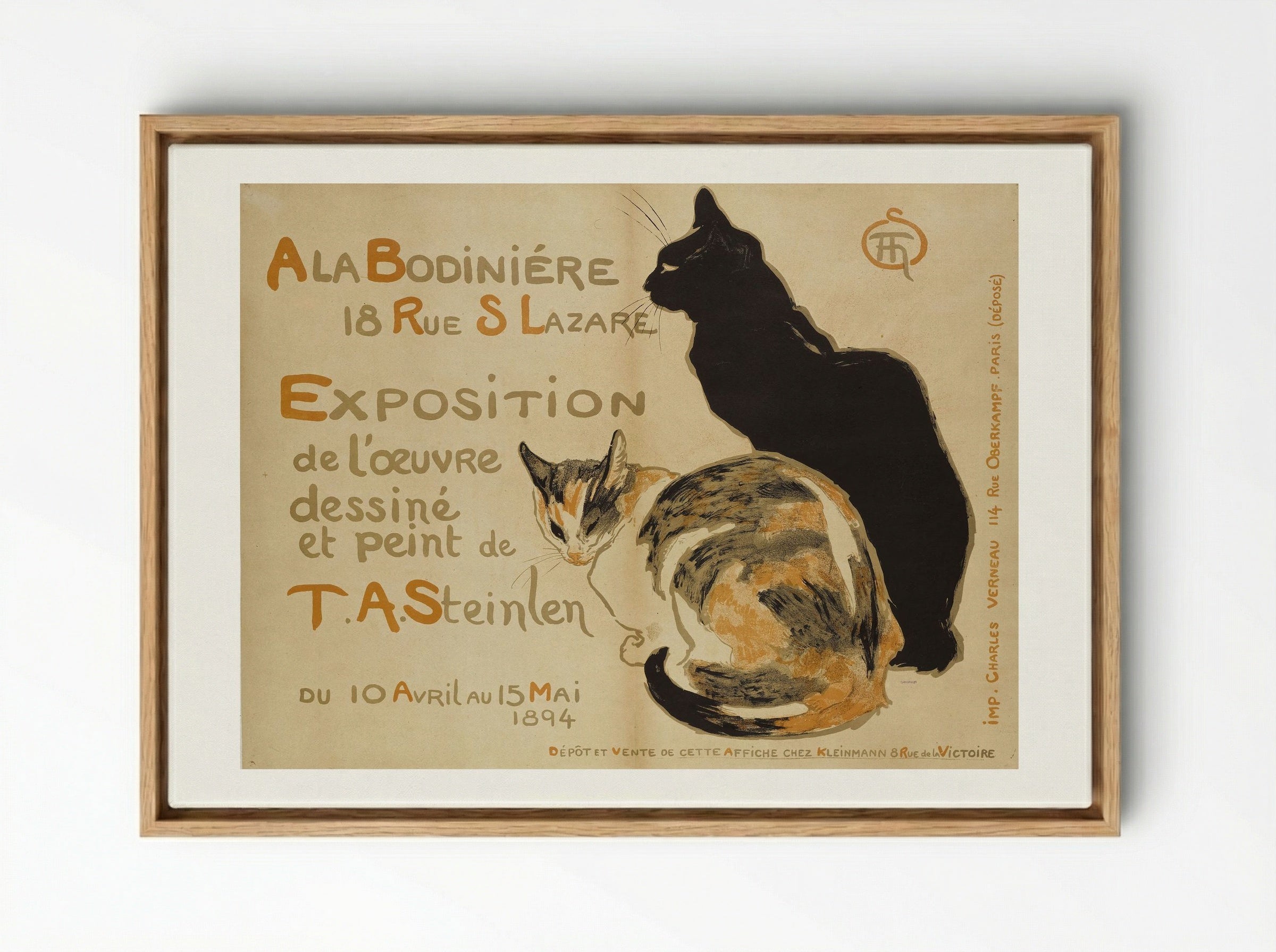A la Bodinière, 18 Rue St. Lazare - Théophile Steinlen - Framed Canvas Wood