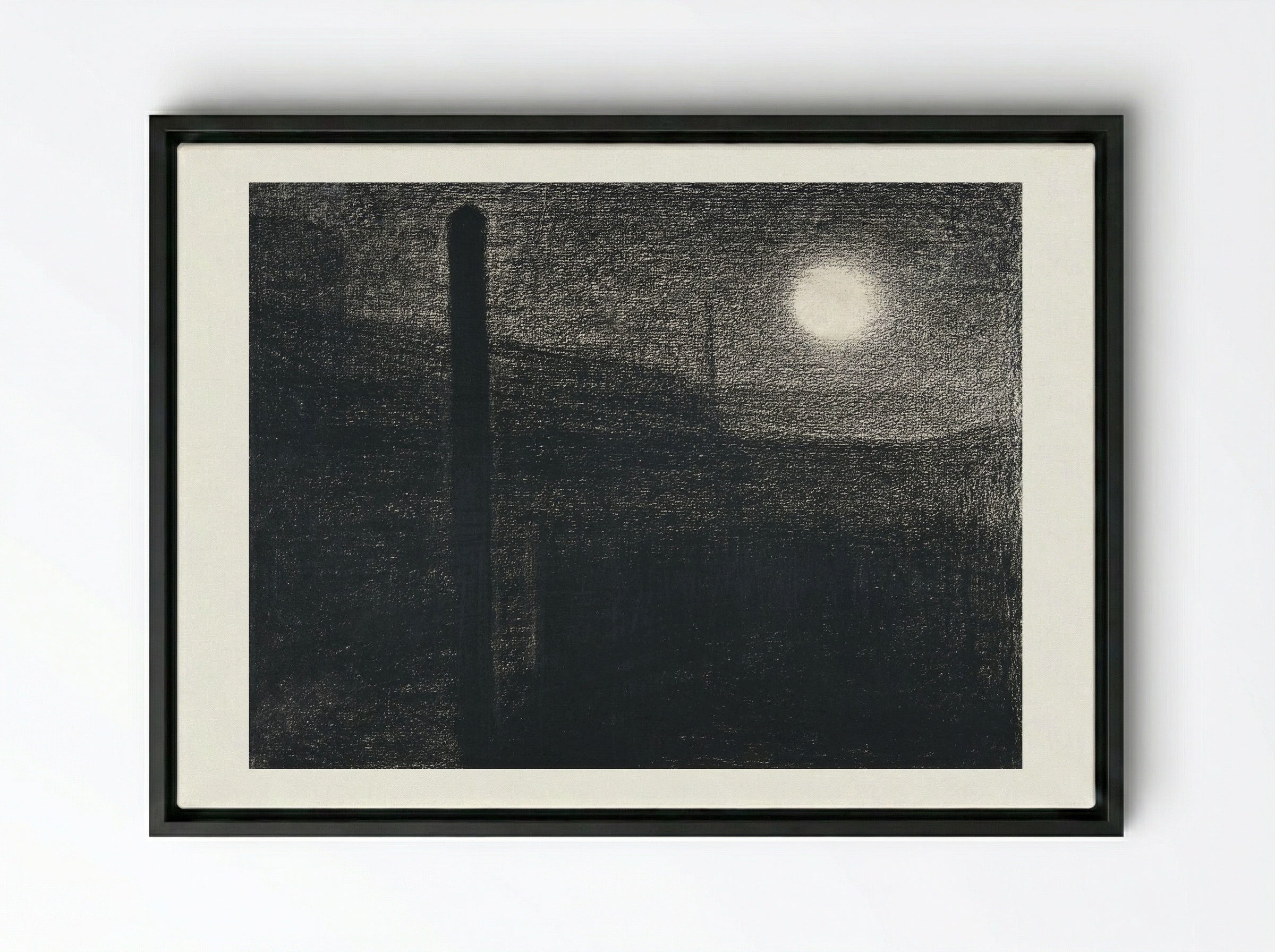 Courbevoie, Factories by Moonlight - Georges Seurat - Framed Canvas Black