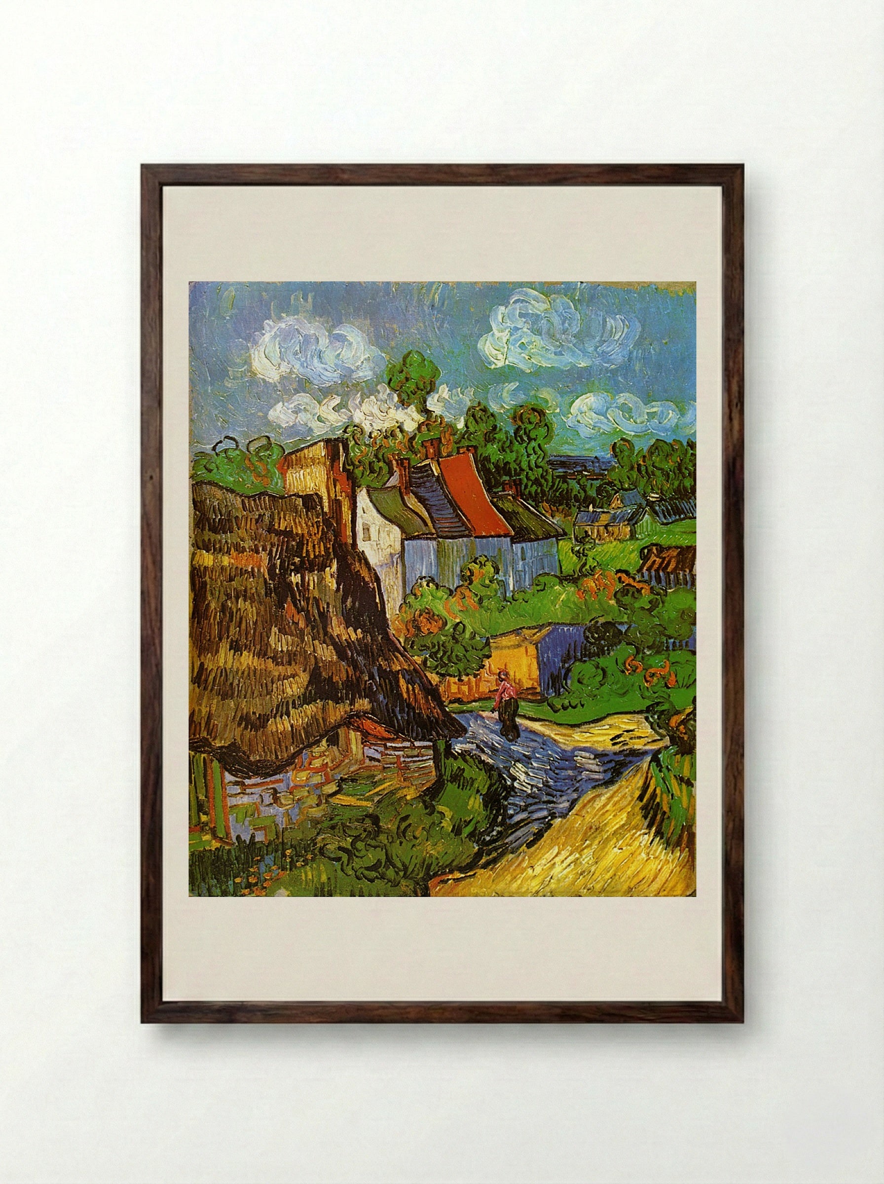 Houses at Auvers - Vincent van Gogh - Framed Print Dark Wood