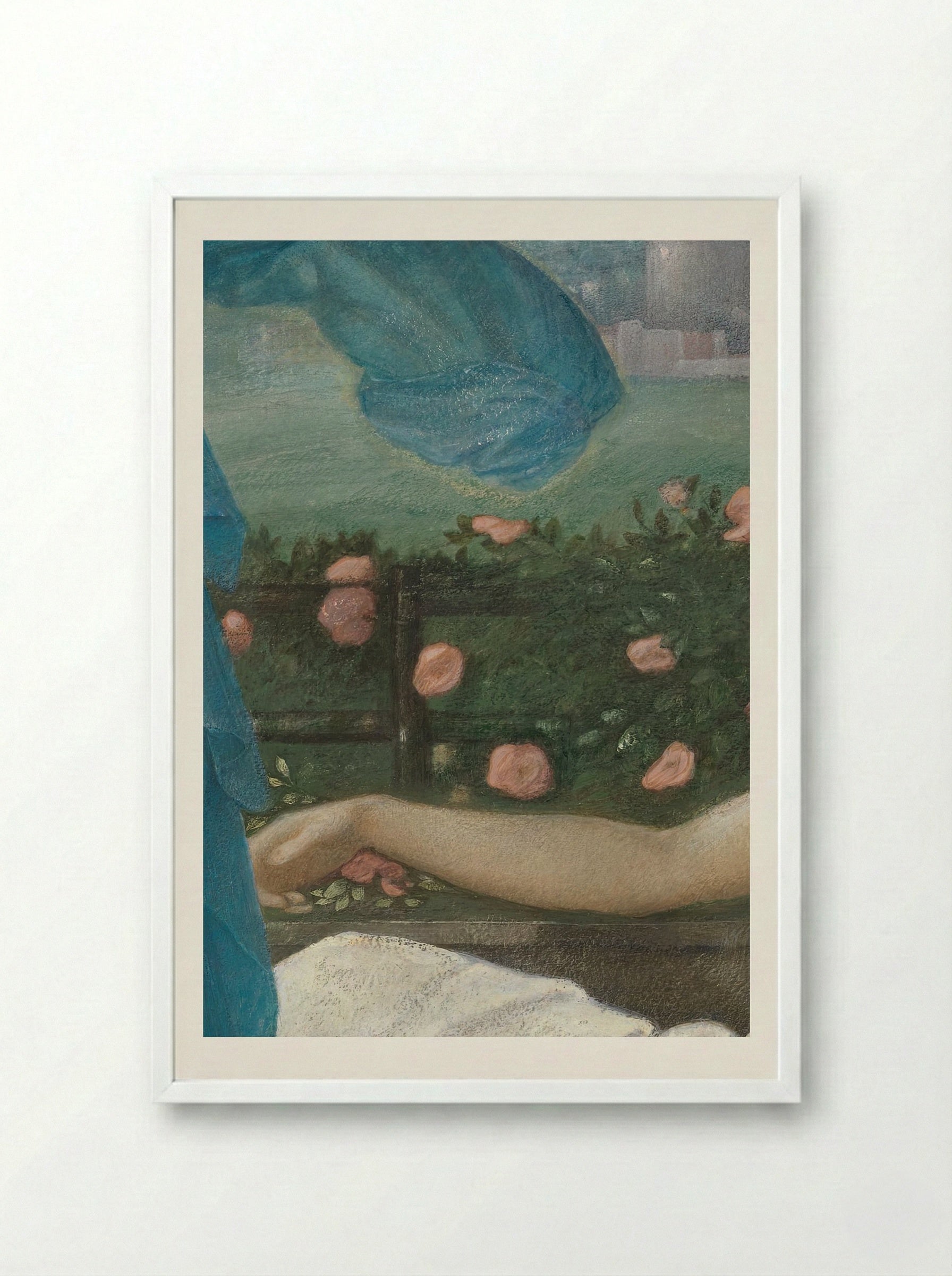 Cupid and Psyche - Edward Burne-Jones - Framed Print White