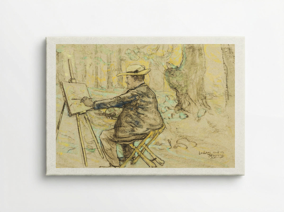 Portret van Henricus, schilderend in de Loolaan te Den Haag - Theodorus van Hoytema - Canvas