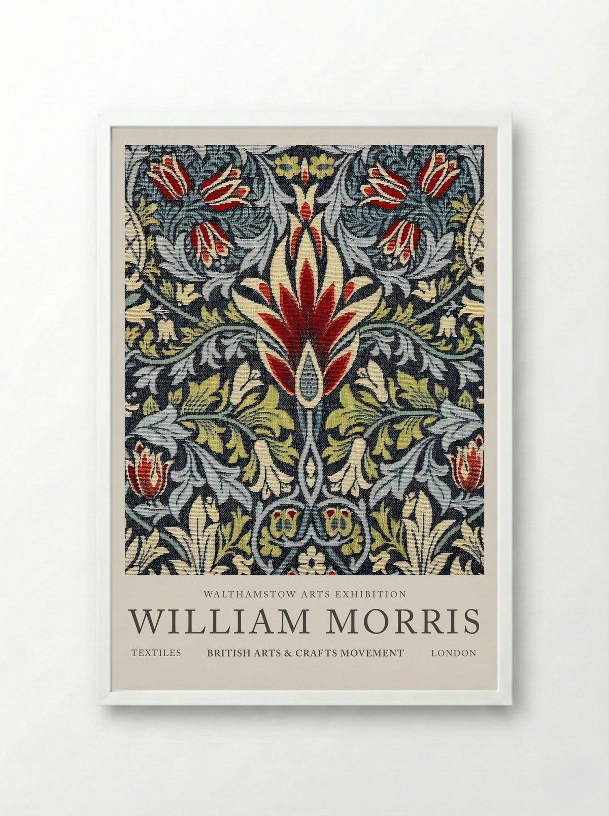 Snake Tapestry - William Morris Collection - Framed Print White