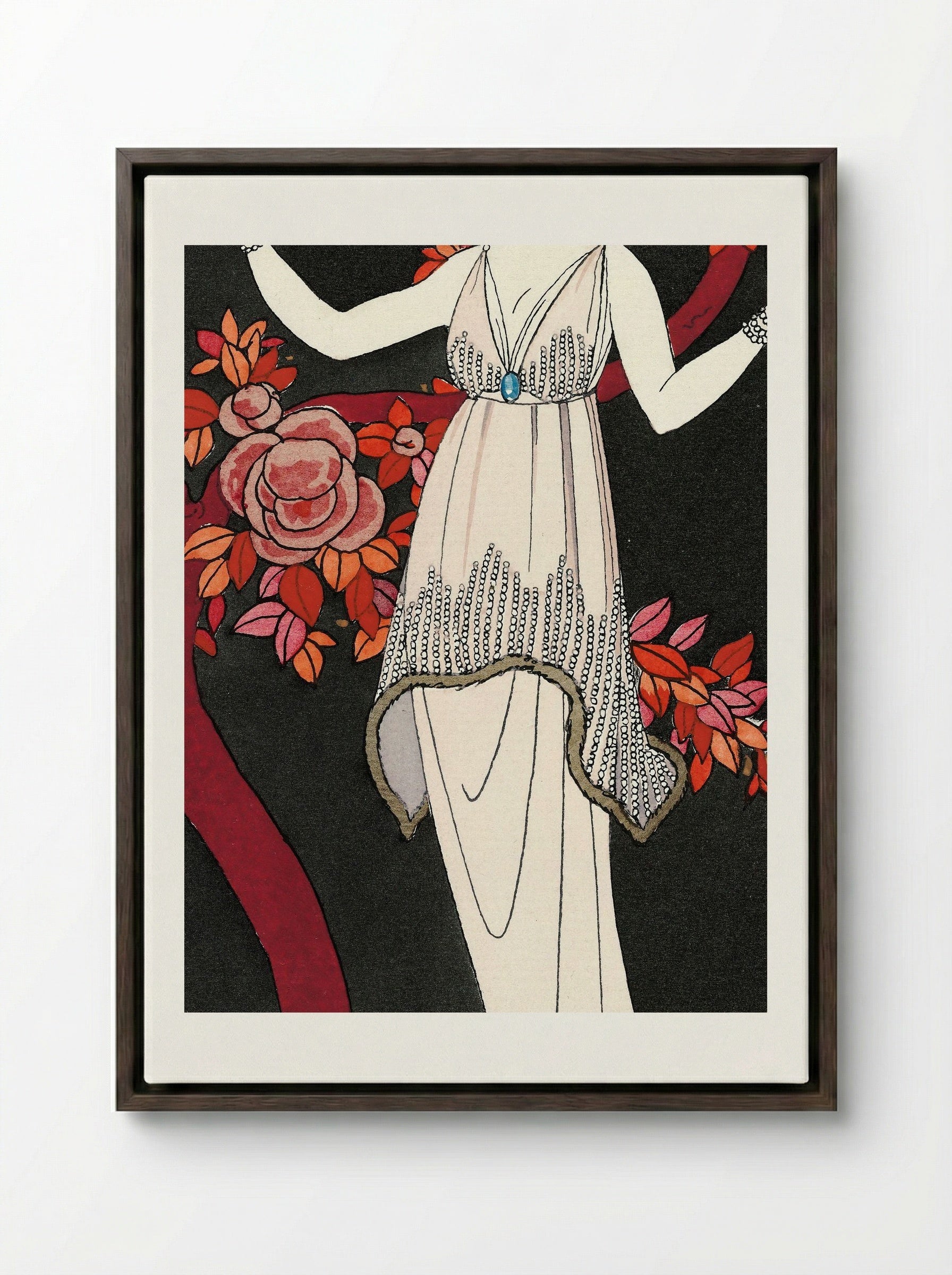 L'Arbre de Science, Robe du Soir de Doeuillet - George Barbier - Framed Canvas Dark Wood