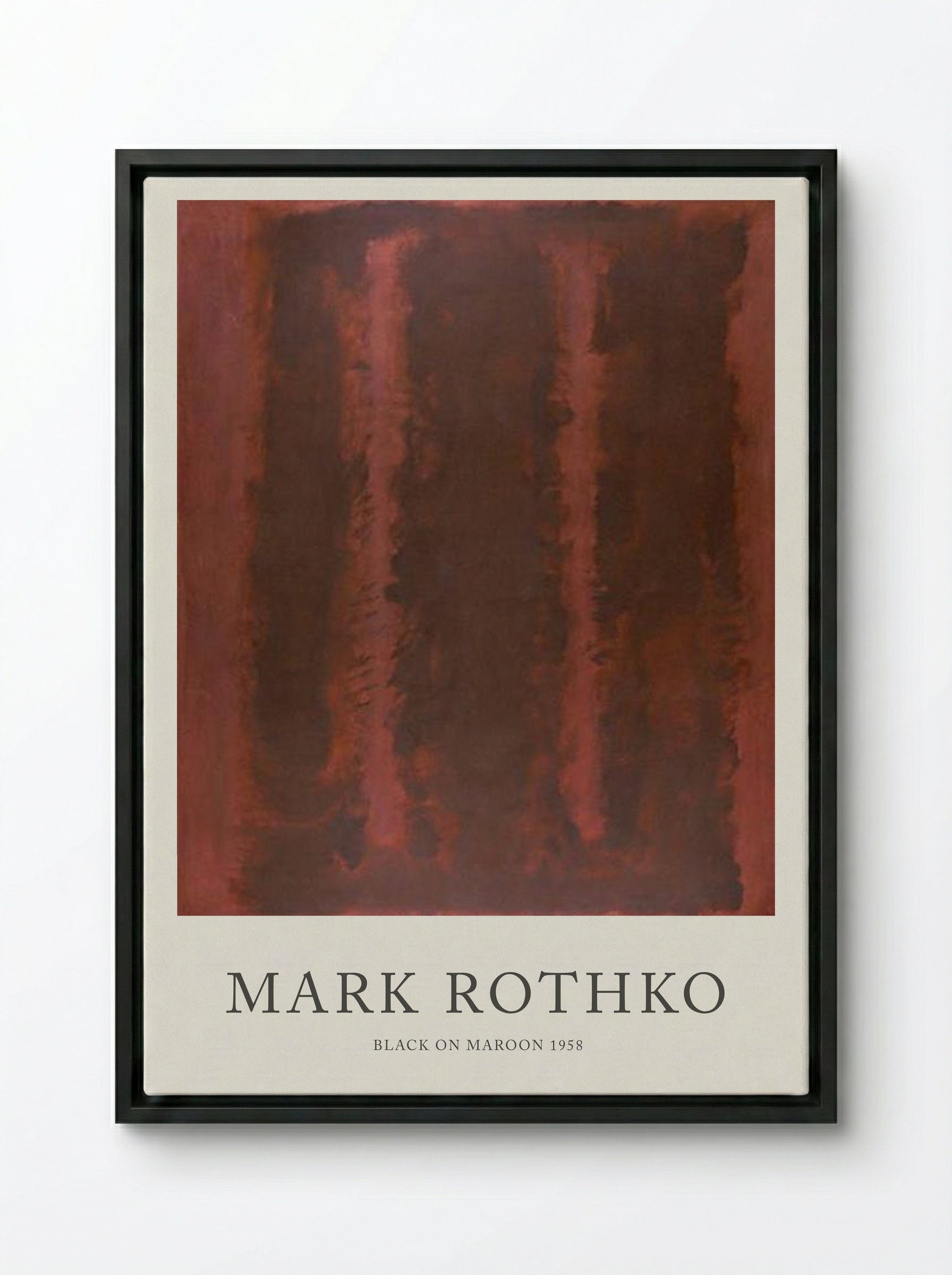 Black on Maroon - Mark Rothko - Framed Canvas Black