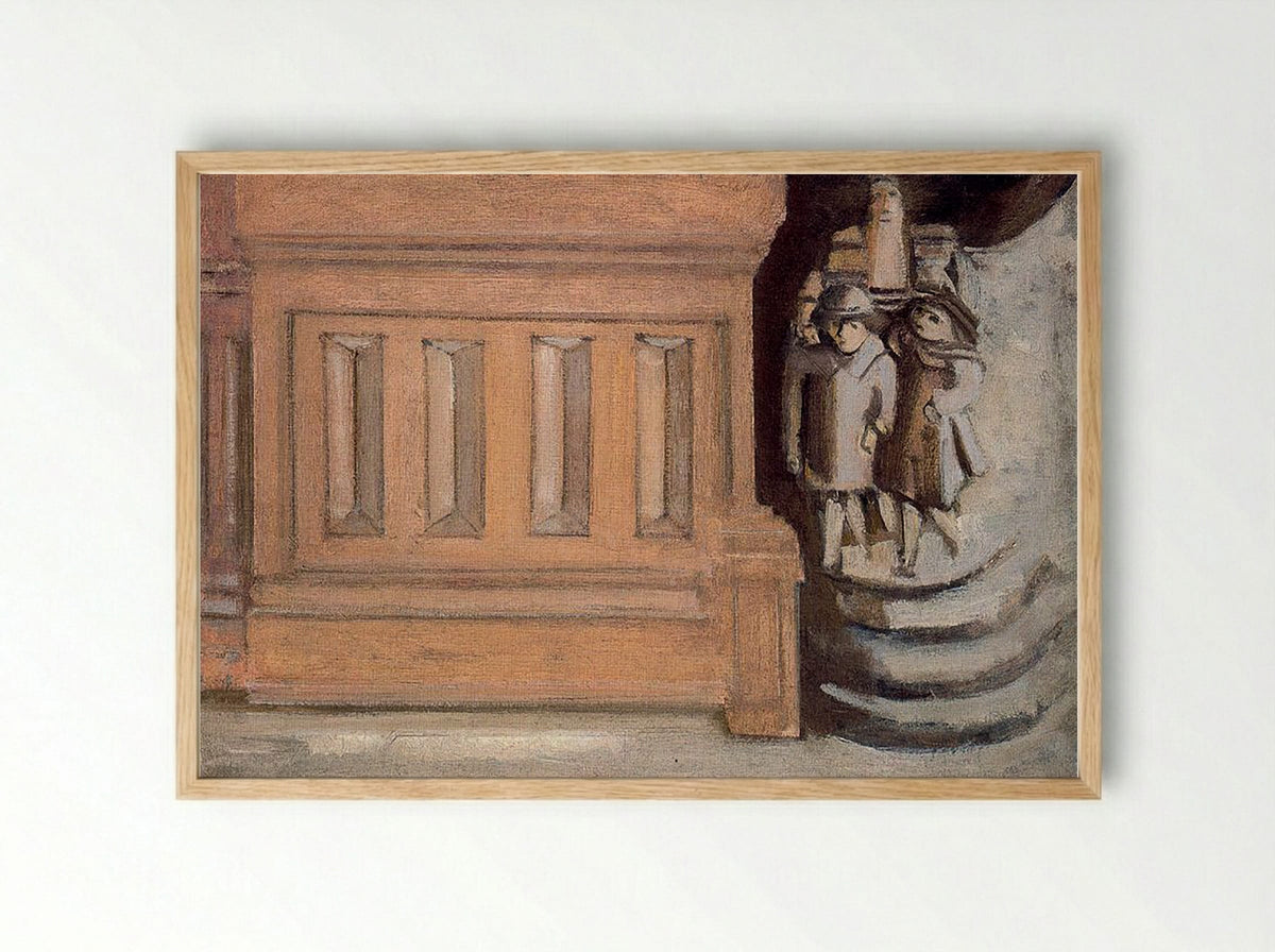 Untitled (Architectural Detail with Figures) - Fine Art Print - Framed Print Wood