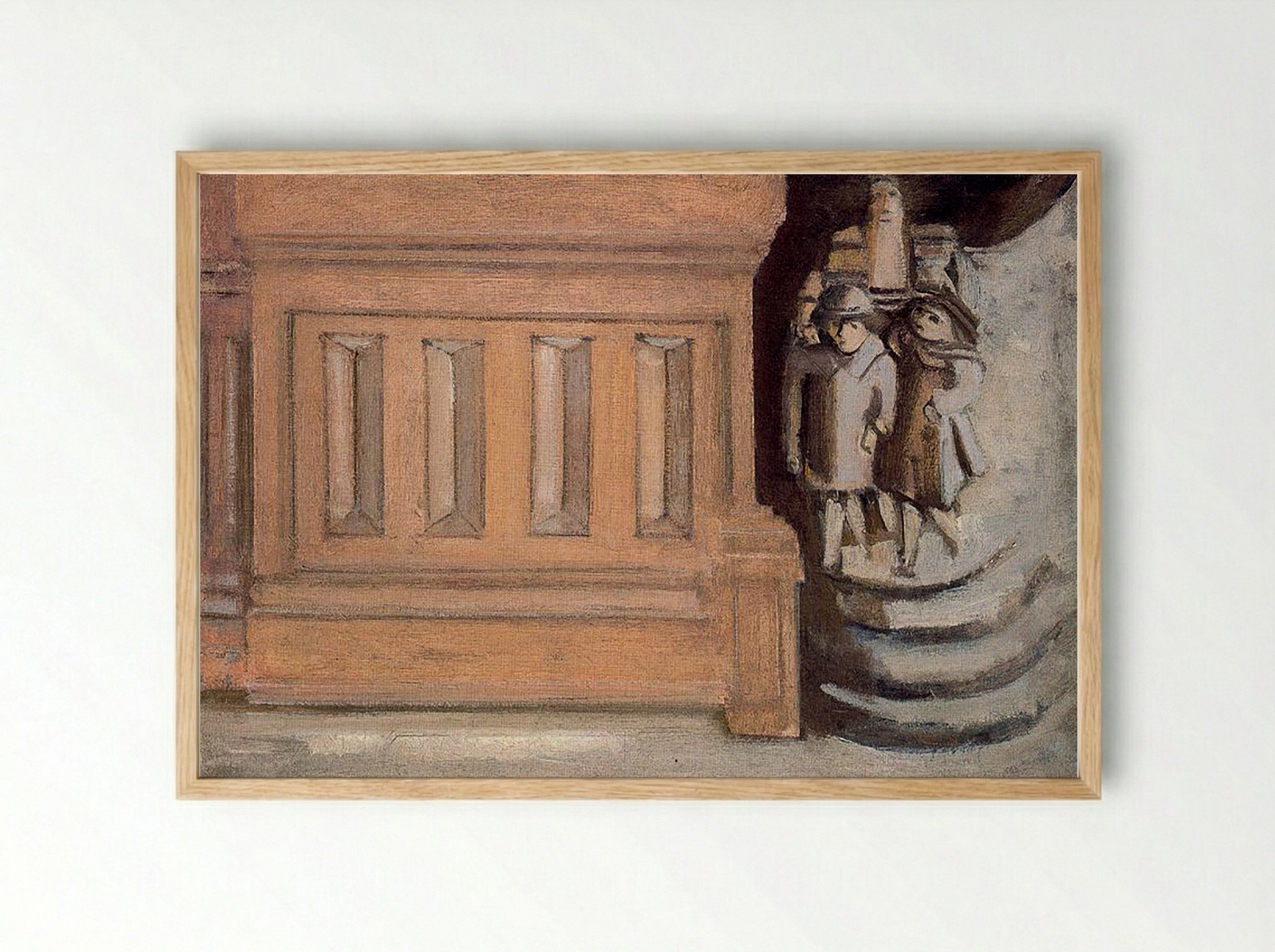 Untitled (Architectural Detail with Figures) - Fine Art Print - Framed Print Wood