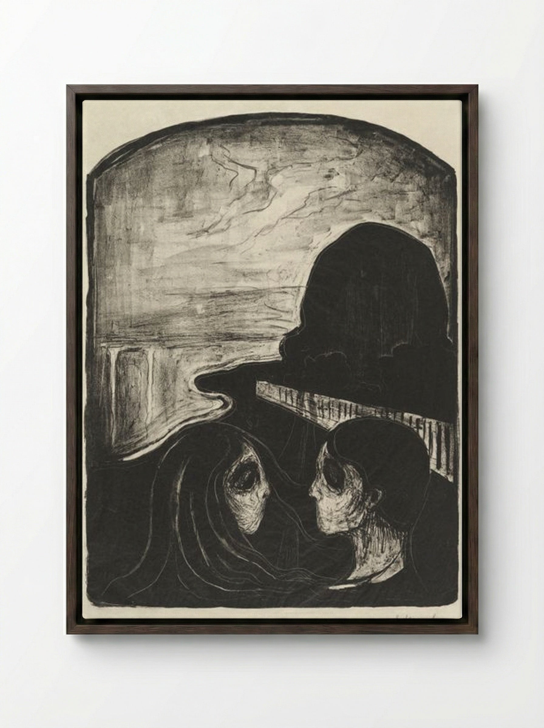 Attraction I - Edvard Munch - Framed Canvas Dark Wood