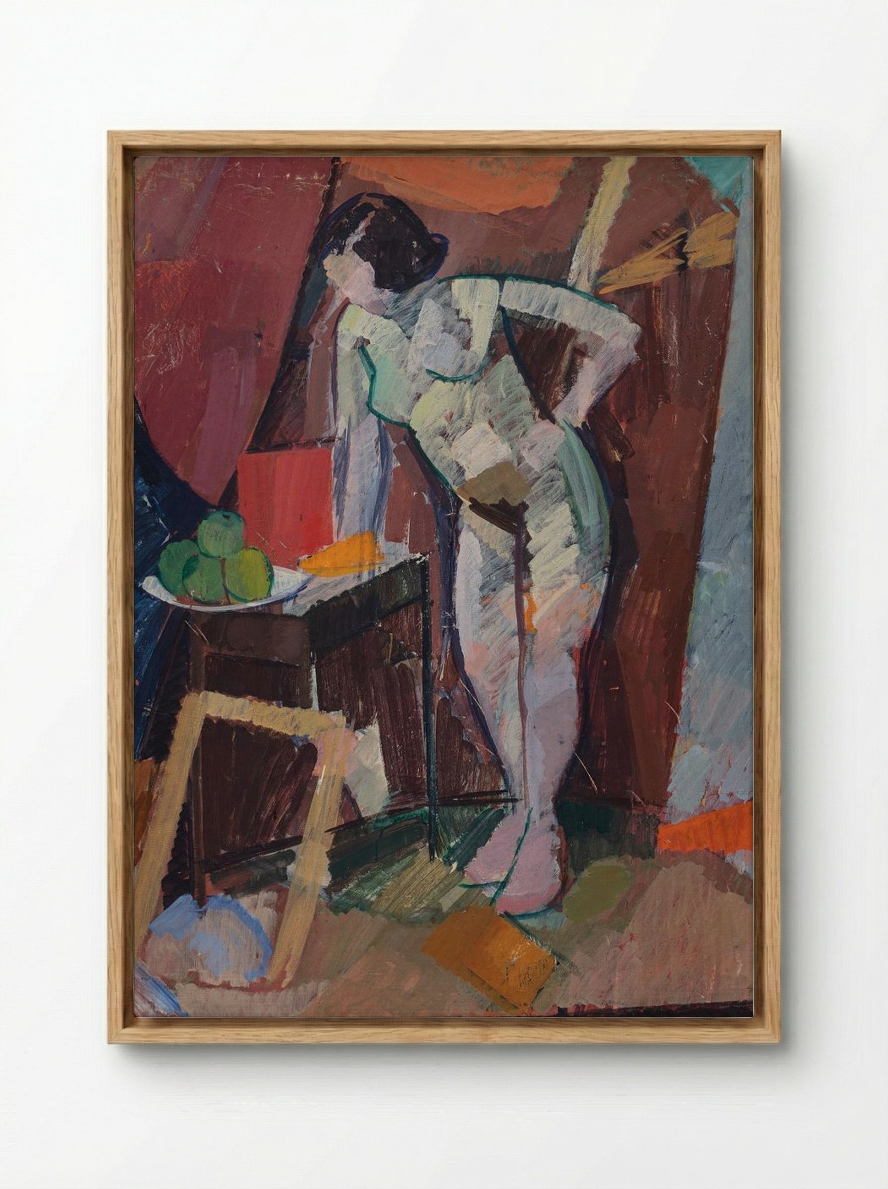 Standing Female Nude - Edvard Weie - Framed Canvas Wood