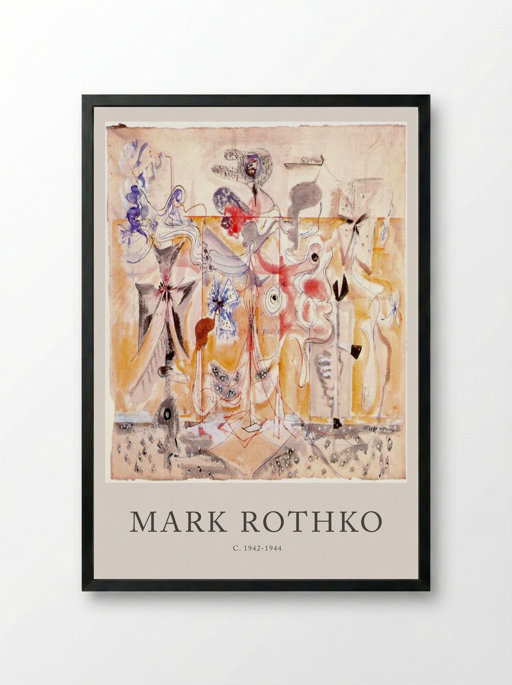 Untitled (Biomorphic Composition) - Mark Rothko - Framed Print Black