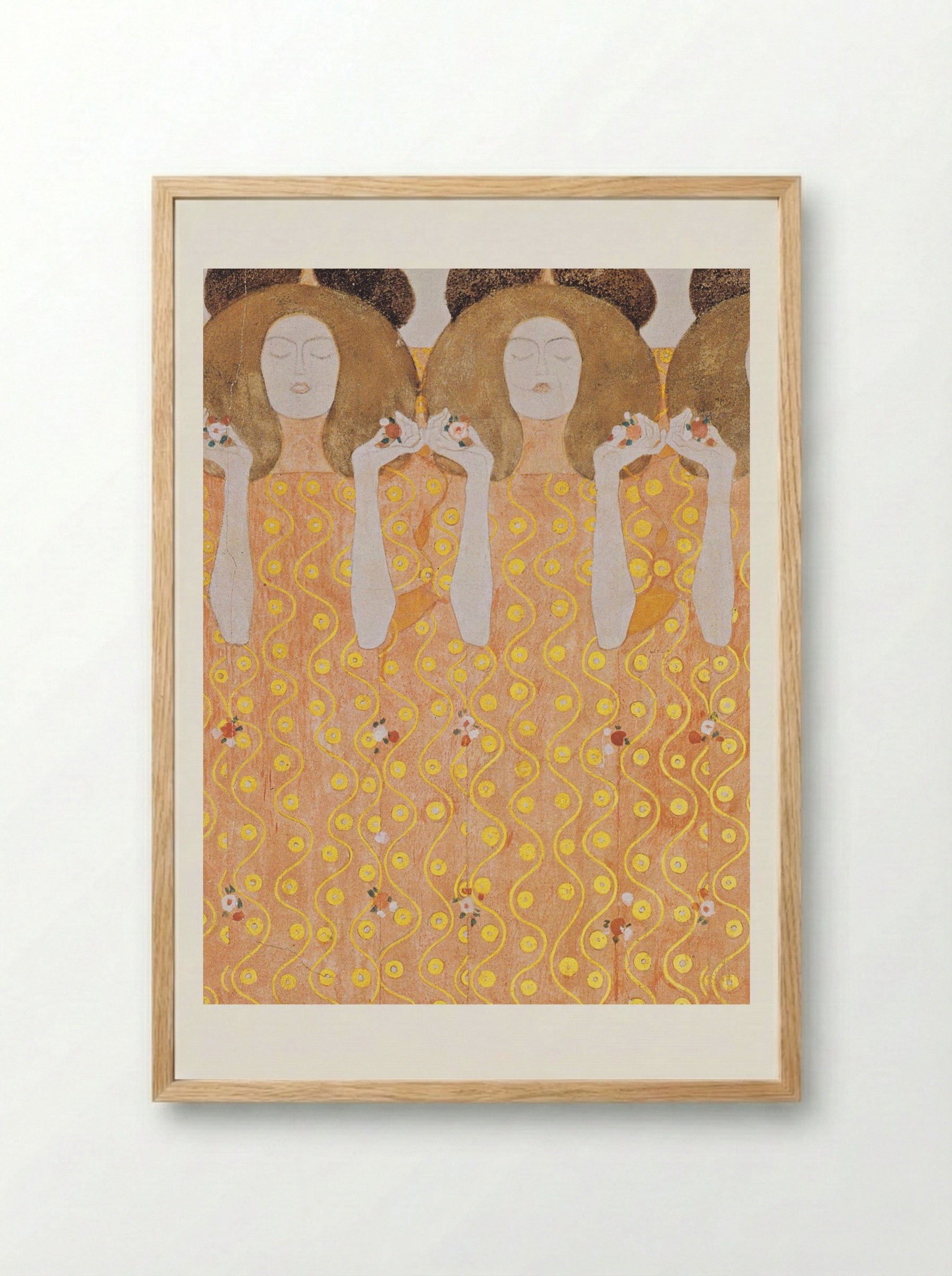 Detail from Beethoven Frieze: The Yearning for Happiness of Mankind - Gustav Klimt - Framed Print Wood