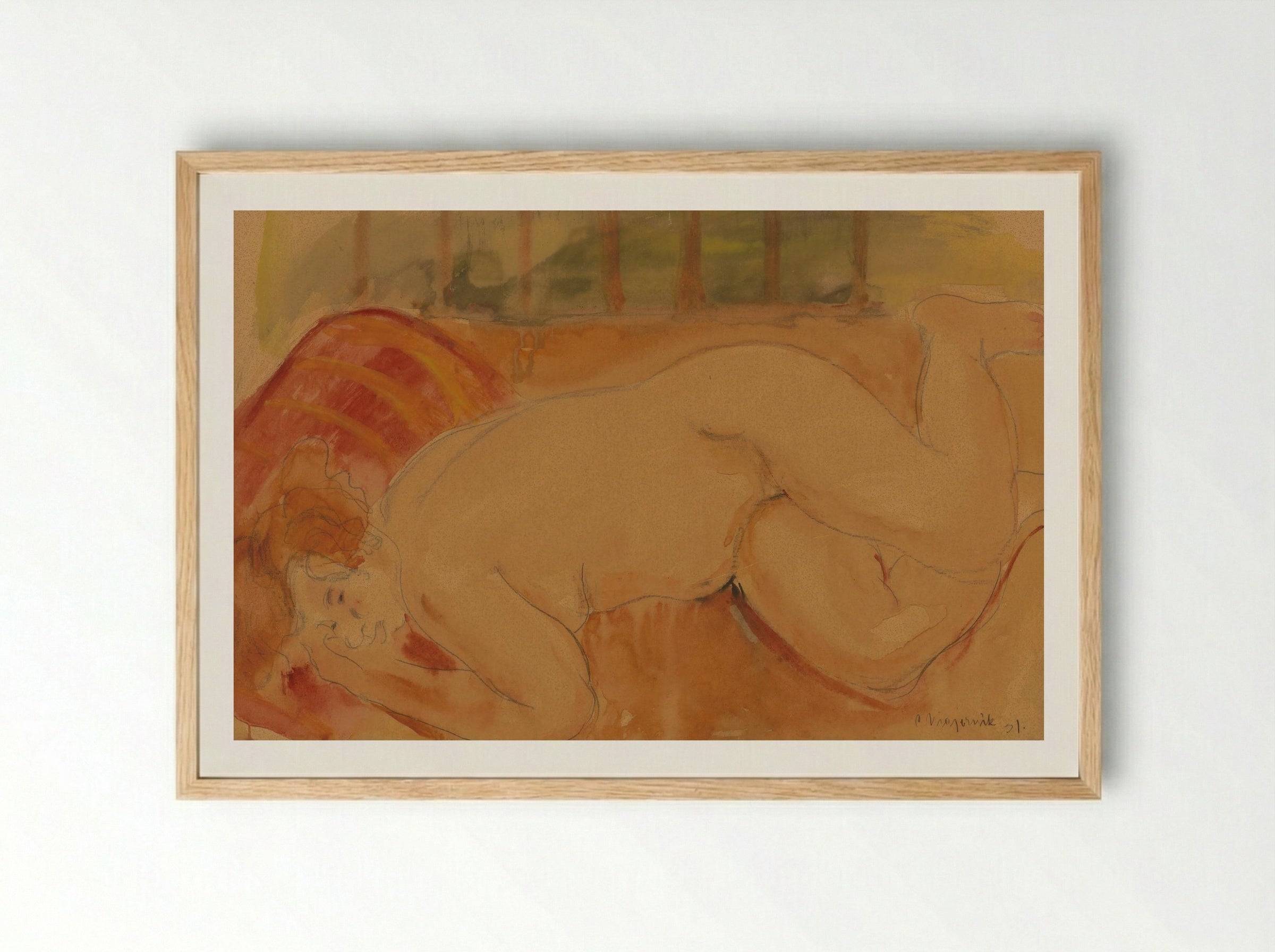 Reclining Nude - Cyprián Majerník - Framed Print Wood