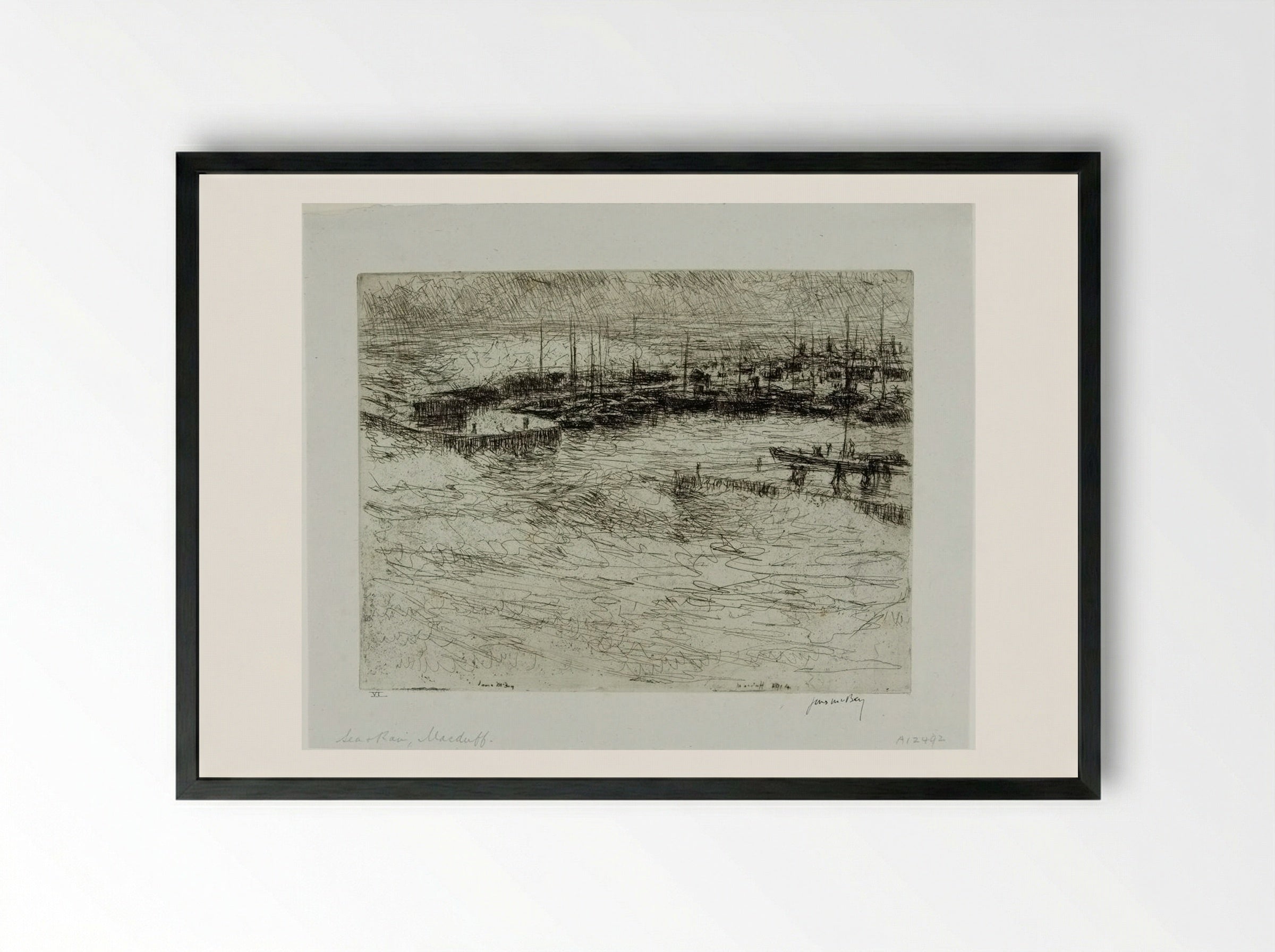 Sea and Rain, McDuff - James McBey - Framed Print Black