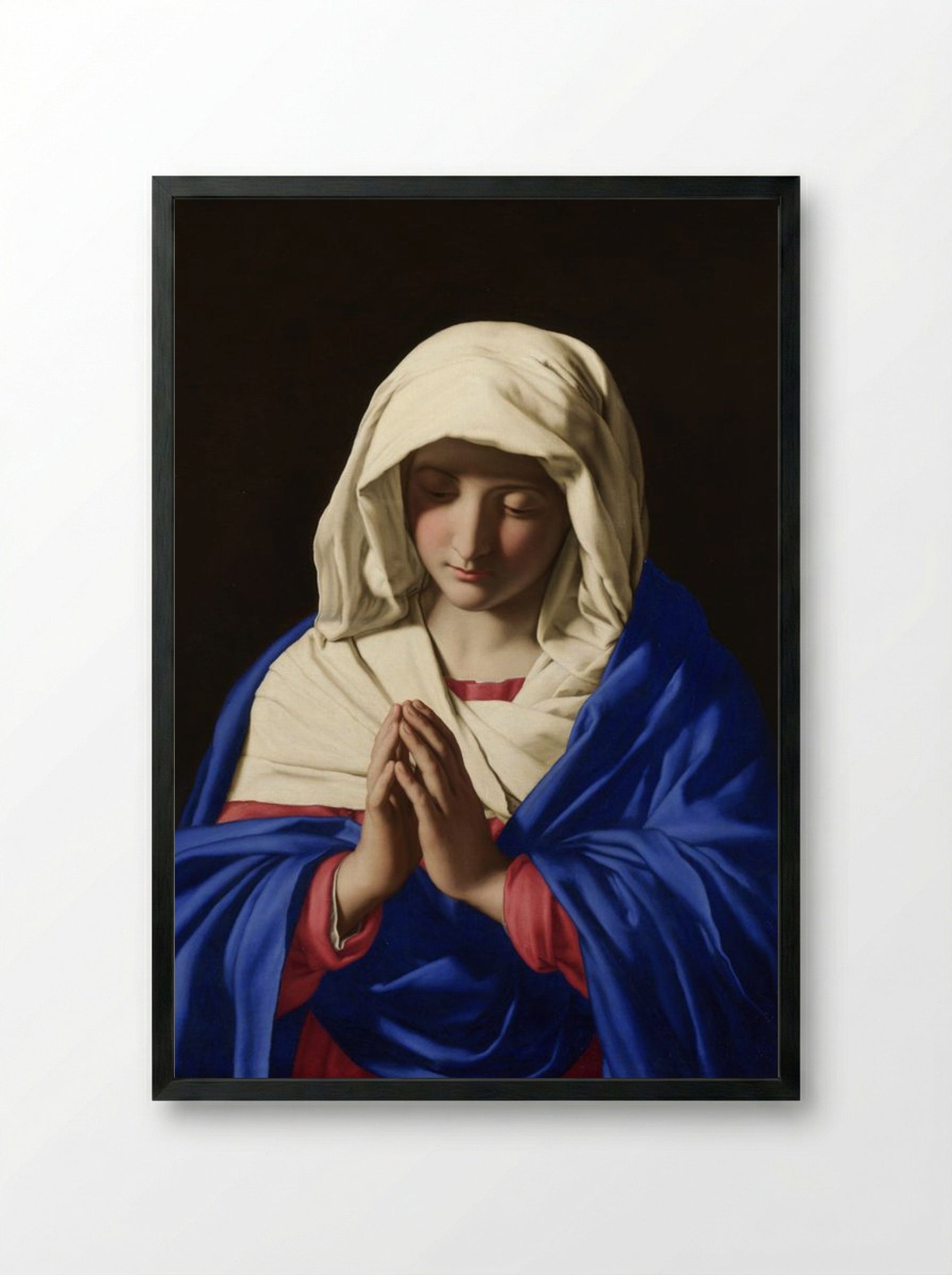 The Virgin in Prayer - Hendrick Bloemaert - Framed Print Black