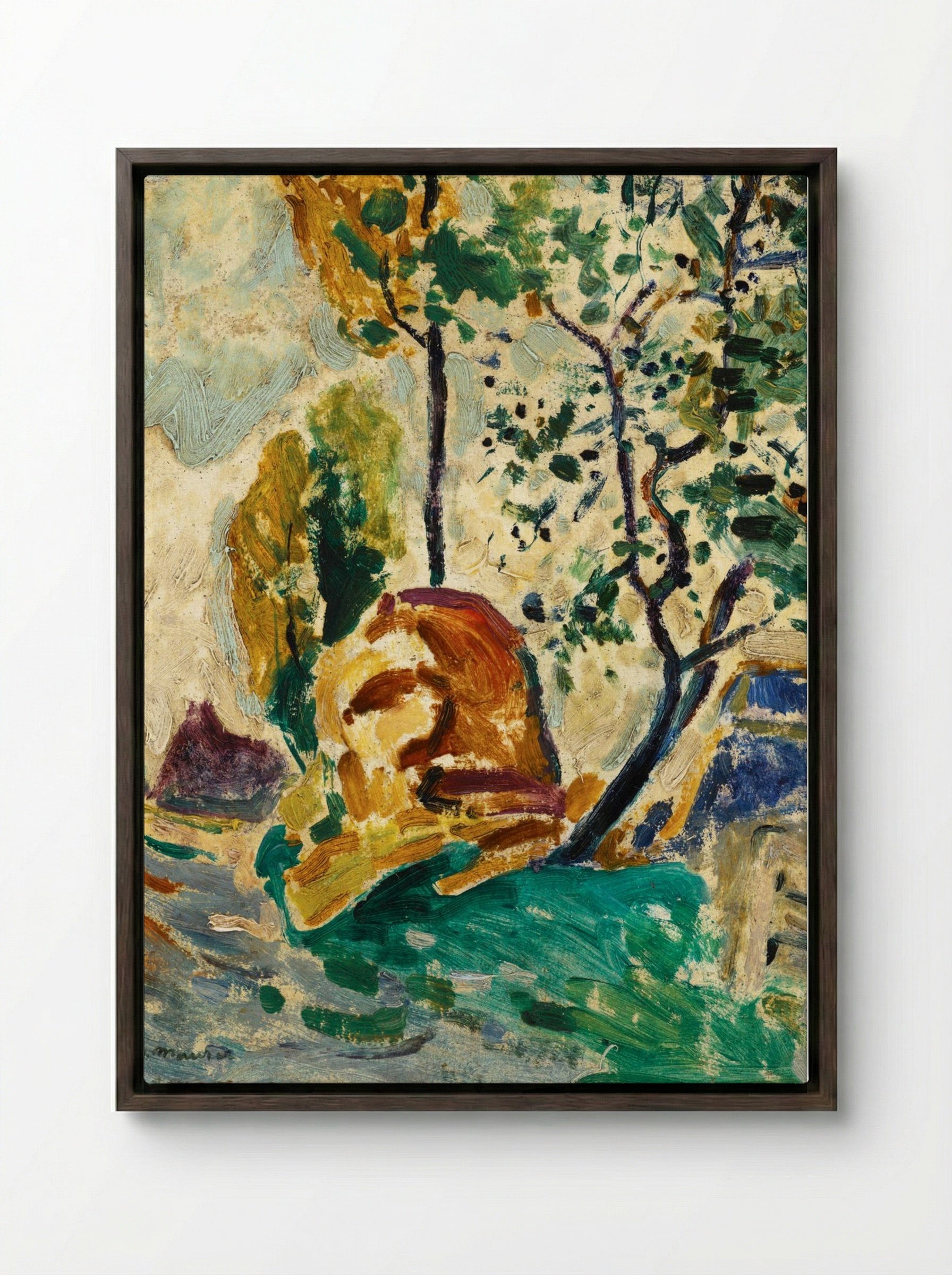 Tree and Rock - Alfred Henry Maurer - Framed Canvas Dark Wood