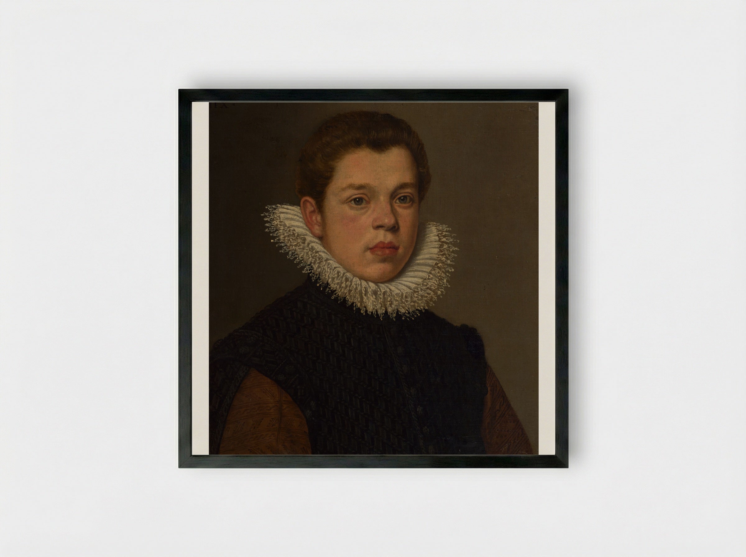 Portrait of a Young Man with a White Ruff Collar - Sofonisba Anguissola - Framed Print Black